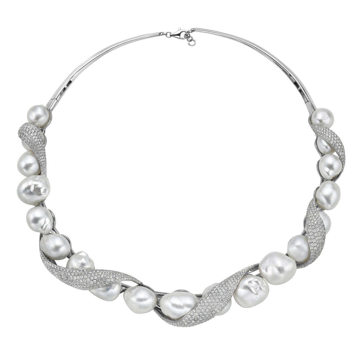 18KW White South Sea Pearl Necklace, 12-15mm