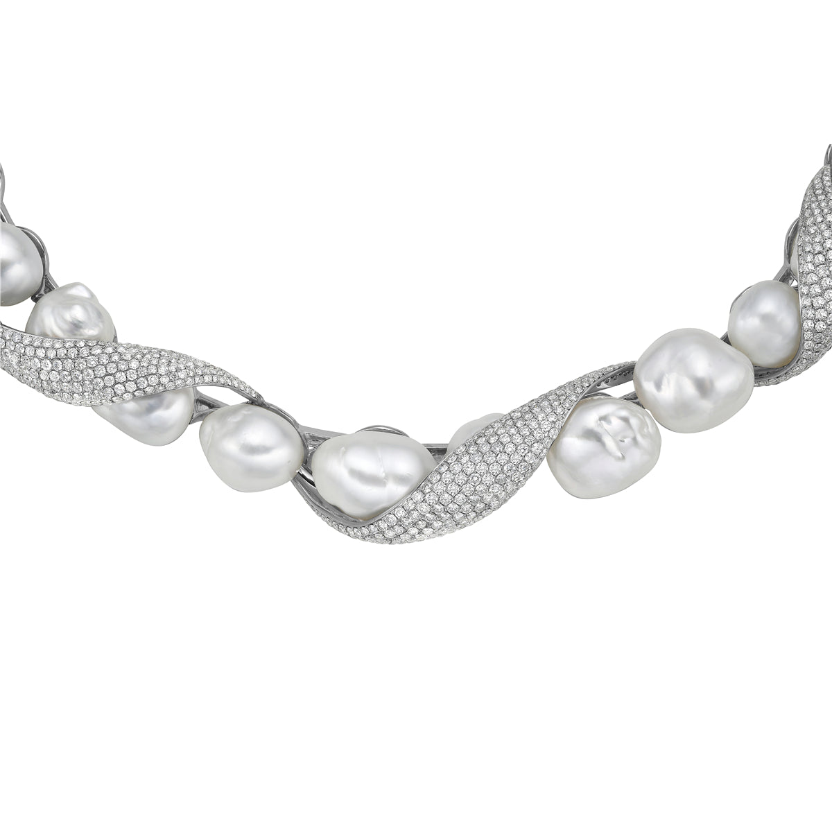 18KW White South Sea Pearl Necklace, 12-15mm