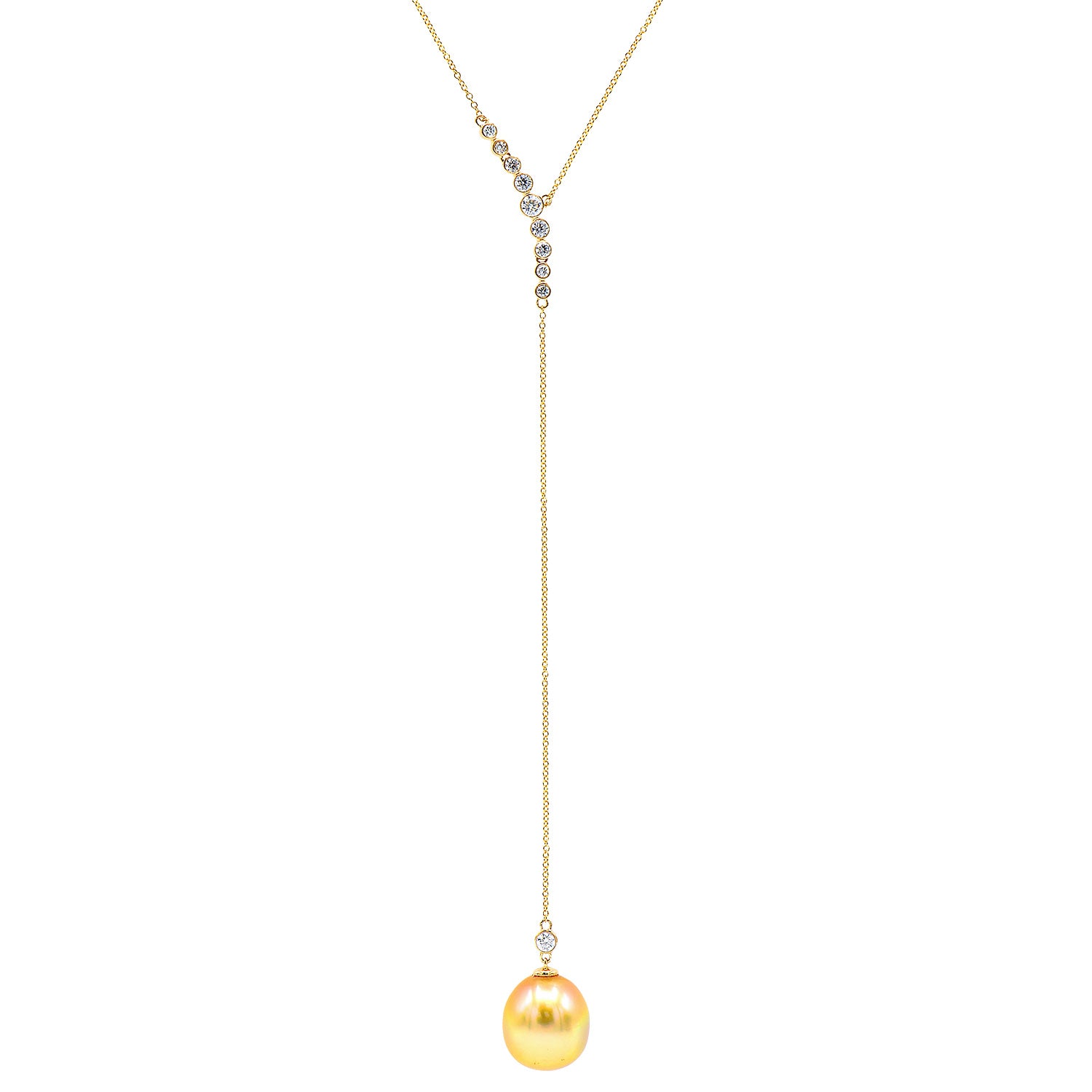 Necklace 18KY/0.9G Golden 2RD-0.20CT 8RD-0.31CT 13-14mm