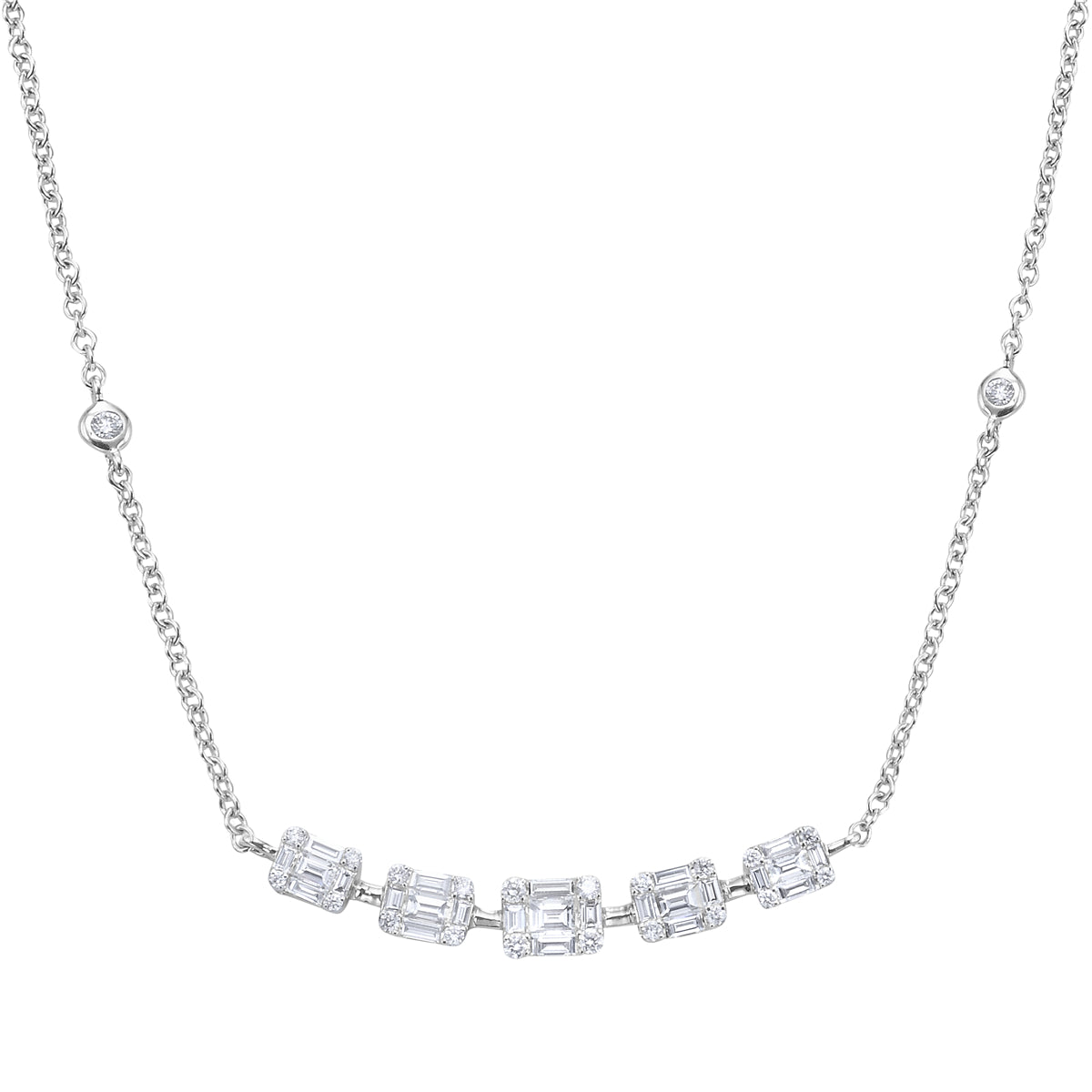 Necklace 18KW/4.89G 25BD-0.73CT 26RD-0.32CT