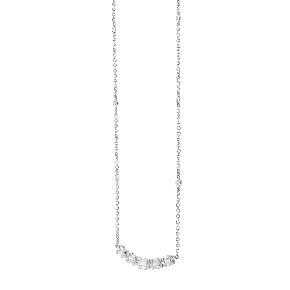 Necklace 18KW/4.89G 25BD-0.73CT 26RD-0.32CT