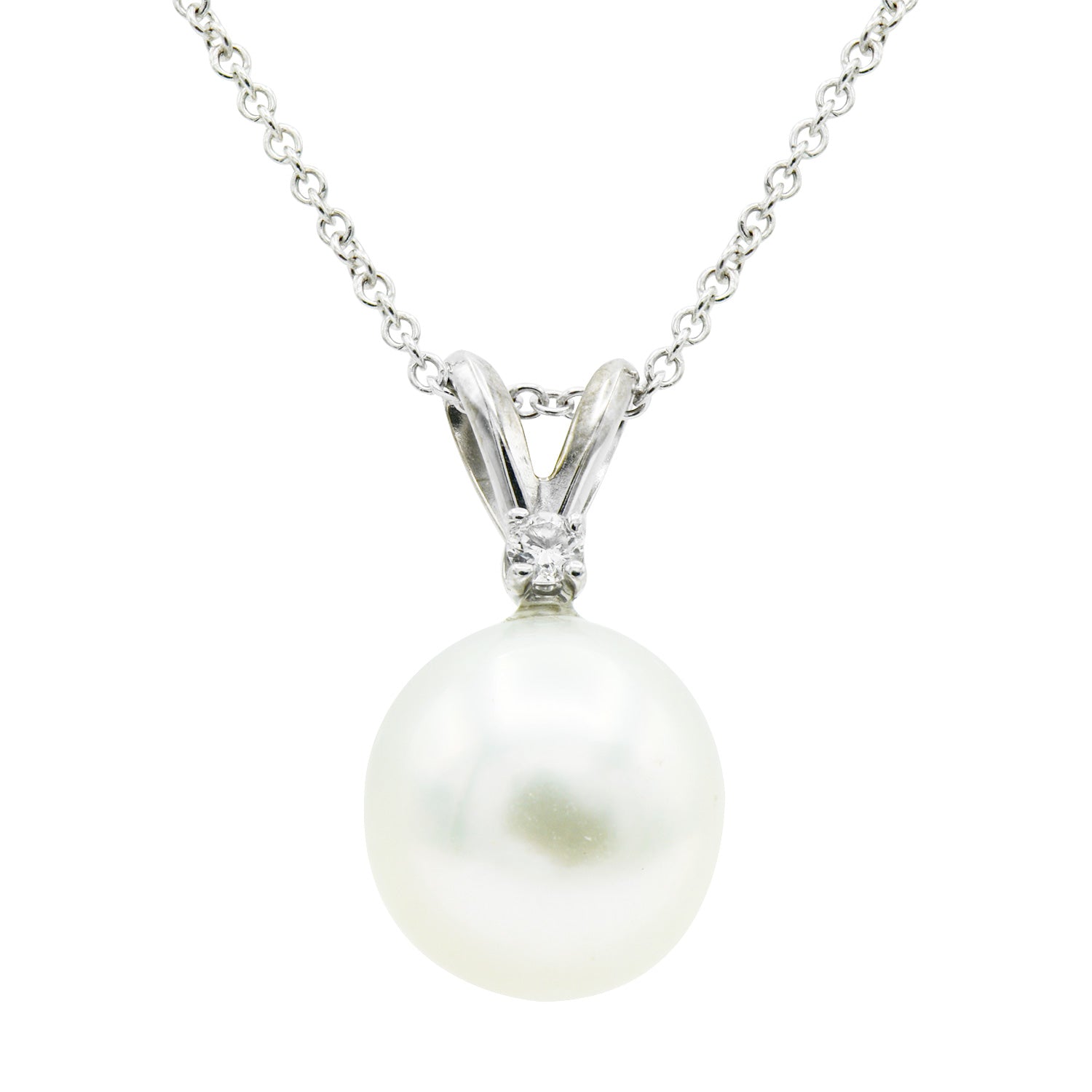 14KW White South Sea Pearl Pendant, 9-10mm