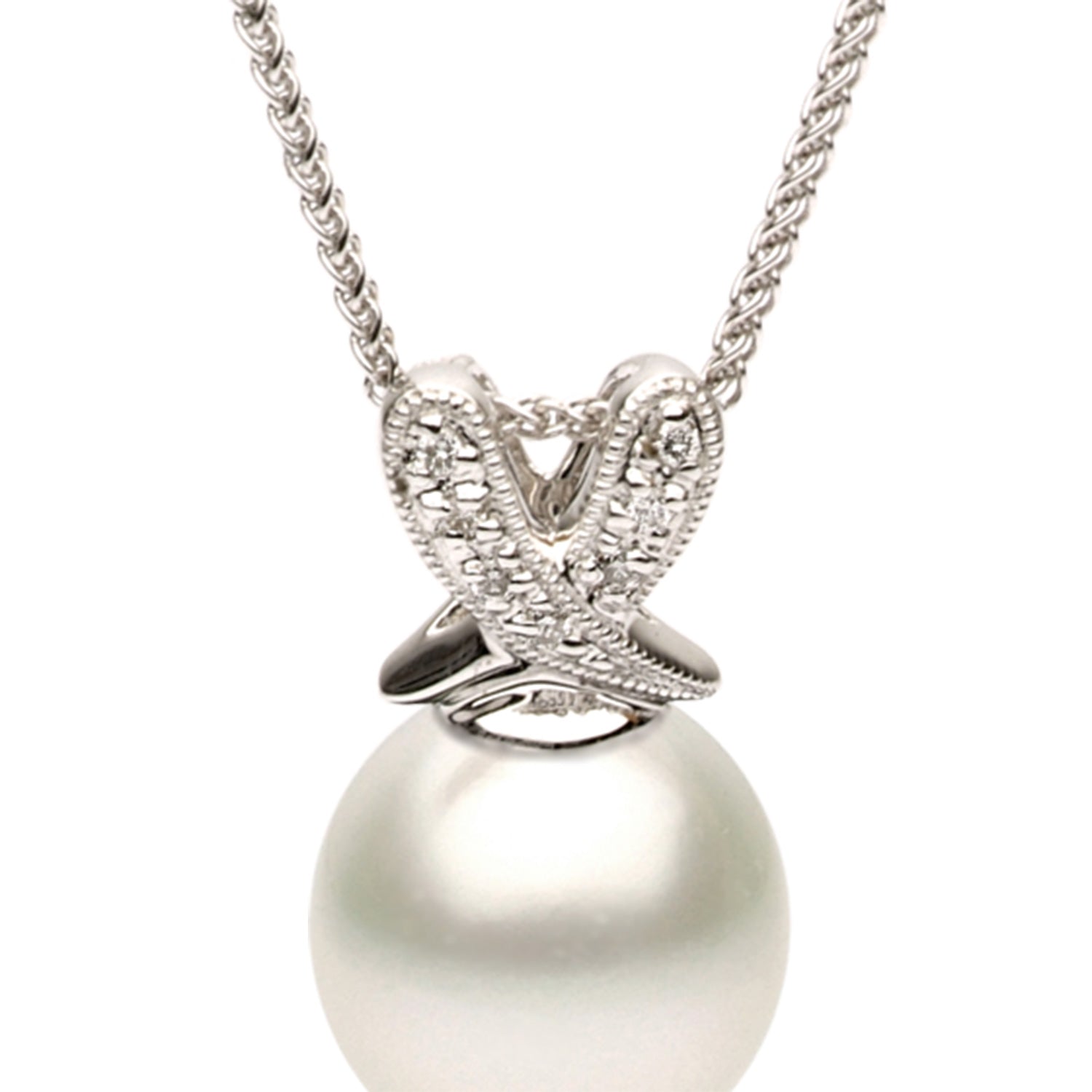 14KW White South Sea Pearl Pendant, 10-11mm