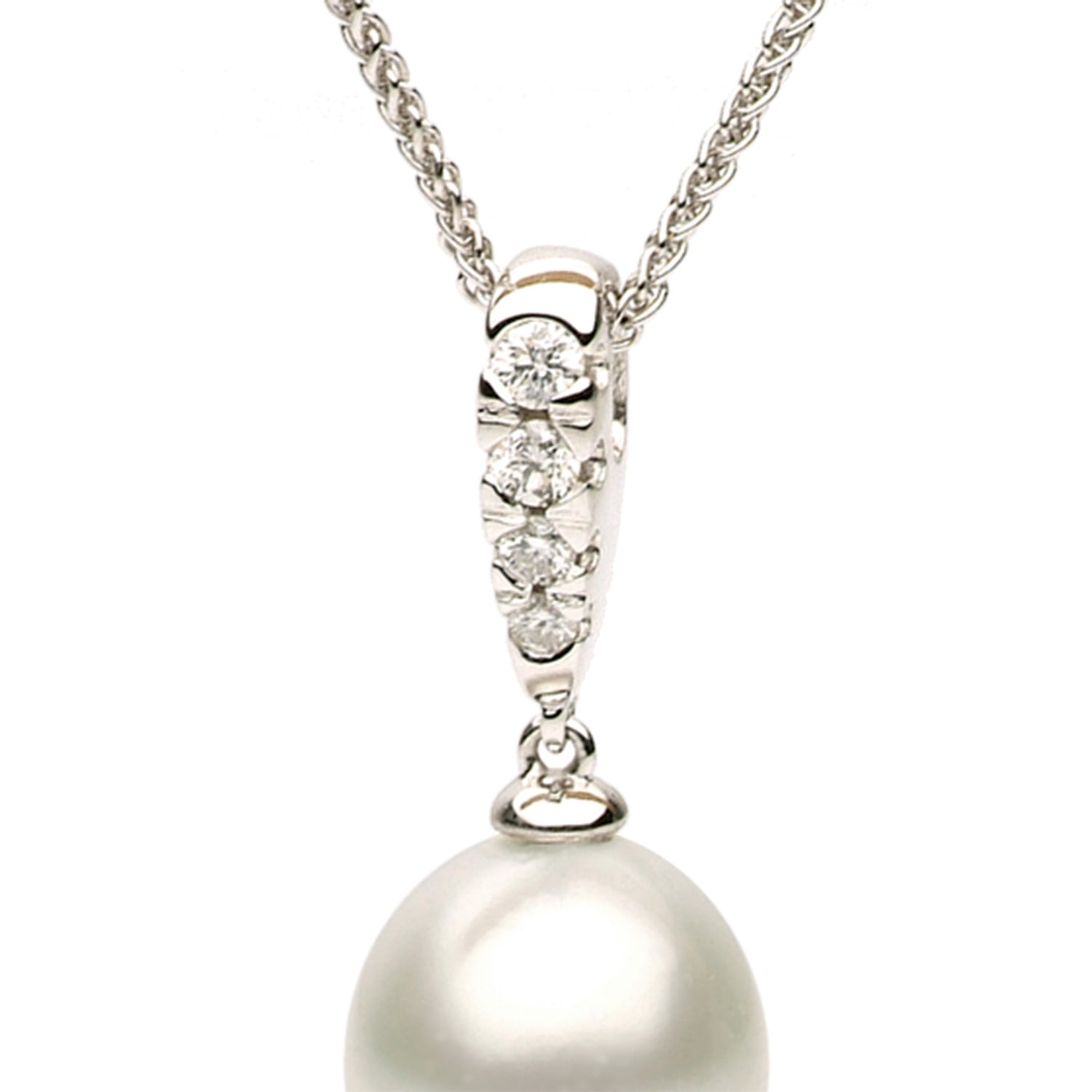 14KR White South Sea Pearl Pendant, 10-11mm