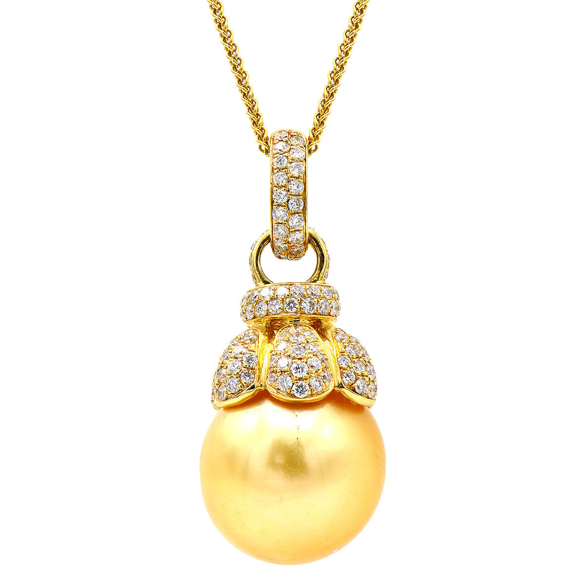 18KY Golden South Sea Pearl Pendant, 13-14mm