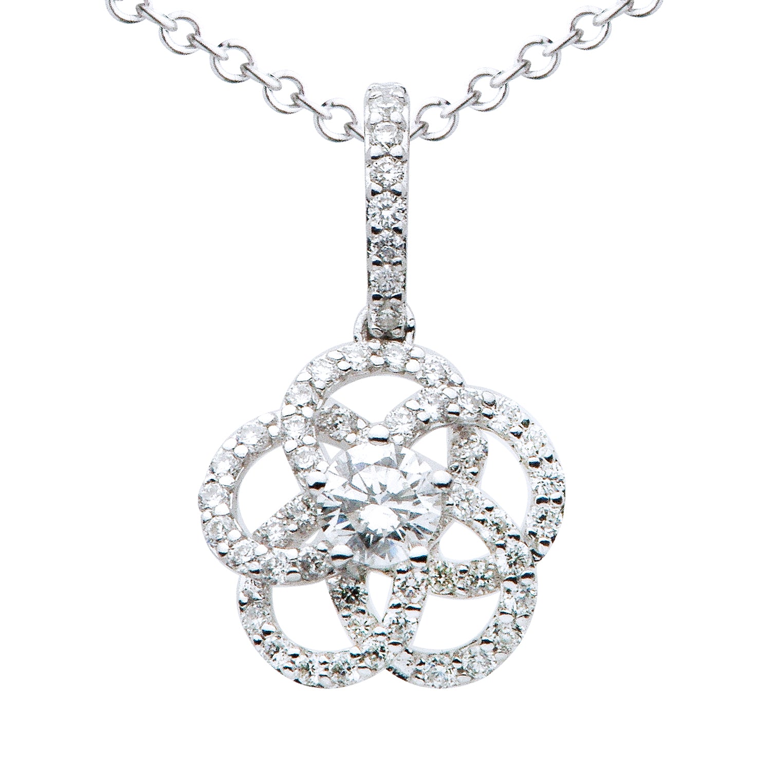 18KW Diamond Flower Pendant