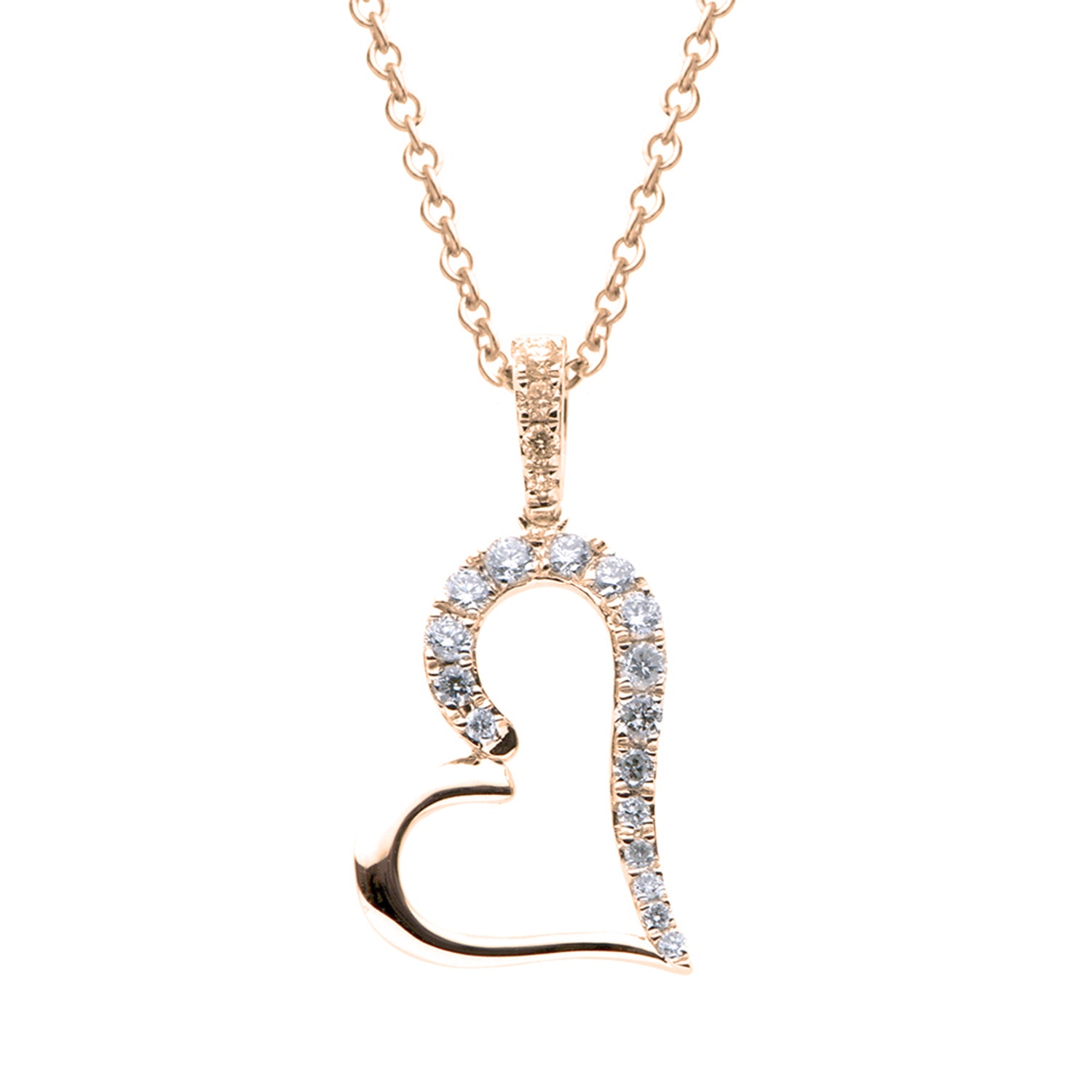 Yellow Gold Half-Diamond Heart Pendant