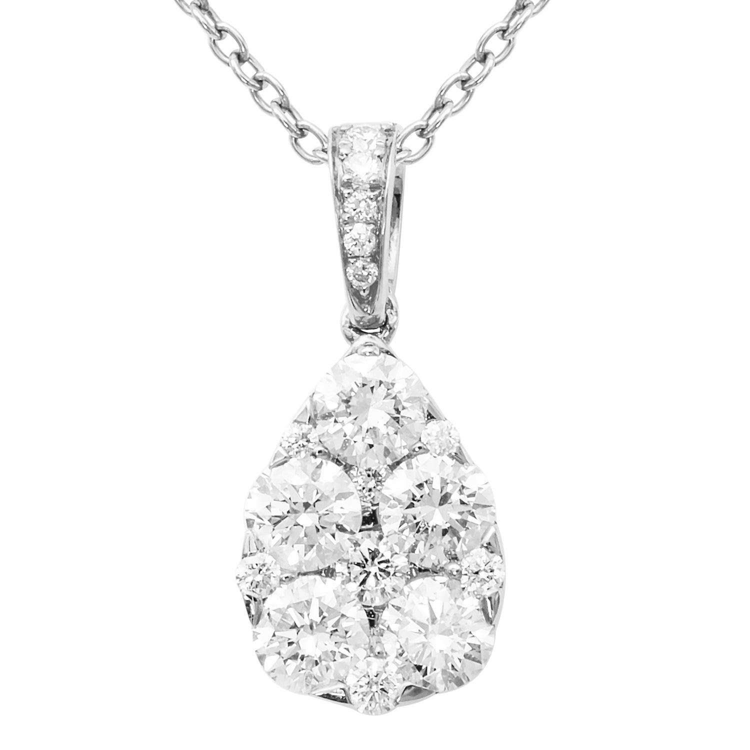 White Gold Pear Shape Diamond Dangle Pendant