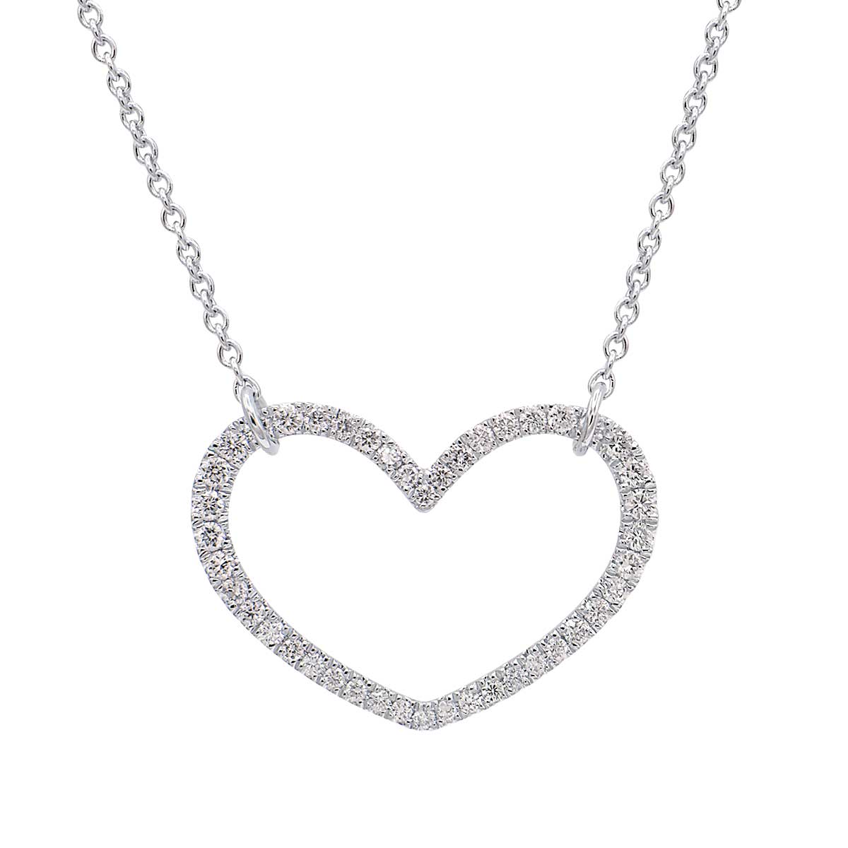 14K White Gold Diamond Heart Pendant