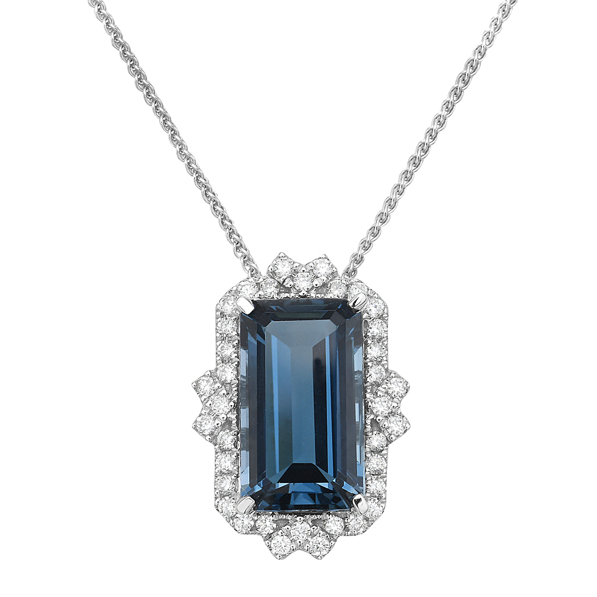 Pendant 14KW/1.9G 1LBT-4.28CT 36RD-0.23CT London Blue Topaz