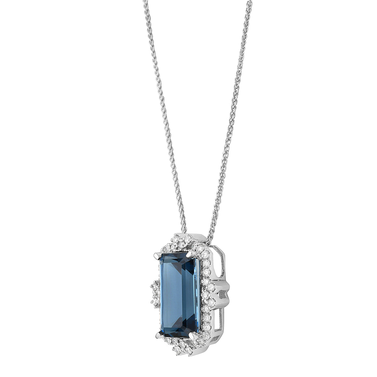 Pendant 14KW/1.9G 1LBT-4.28CT 36RD-0.23CT London Blue Topaz