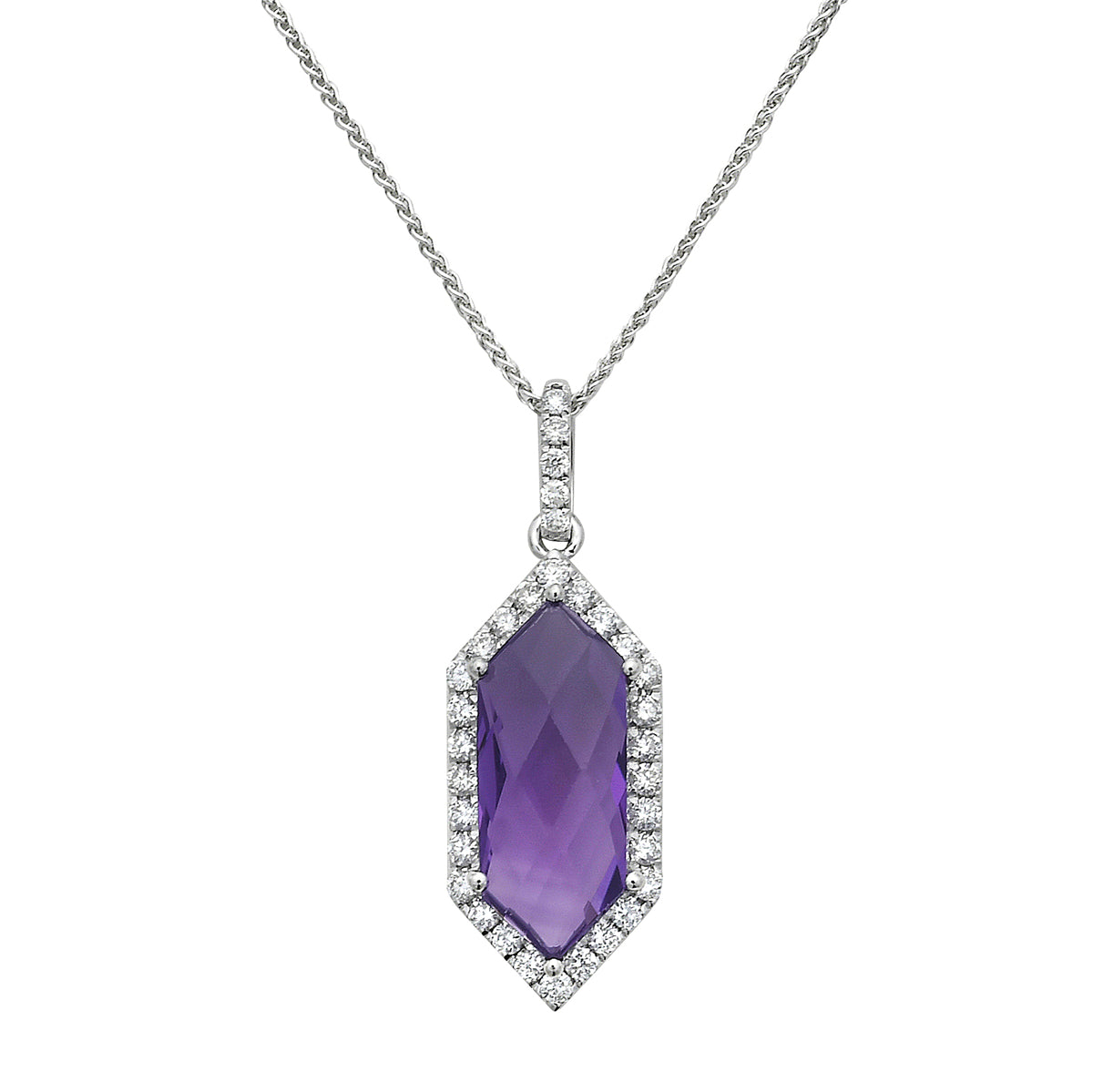 Pendant 14KW/1.3G 1AME-2.43CT 33RD-0.31CT Amthyst