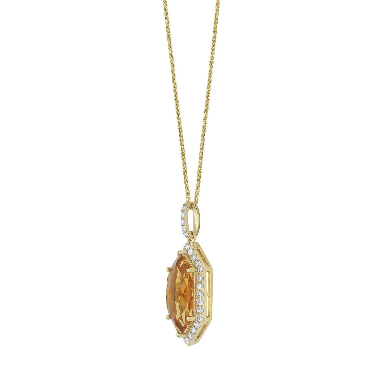 Pendant 14KY/1.3G 2CIT-2.23CT 32RD-0.30CT Citrine