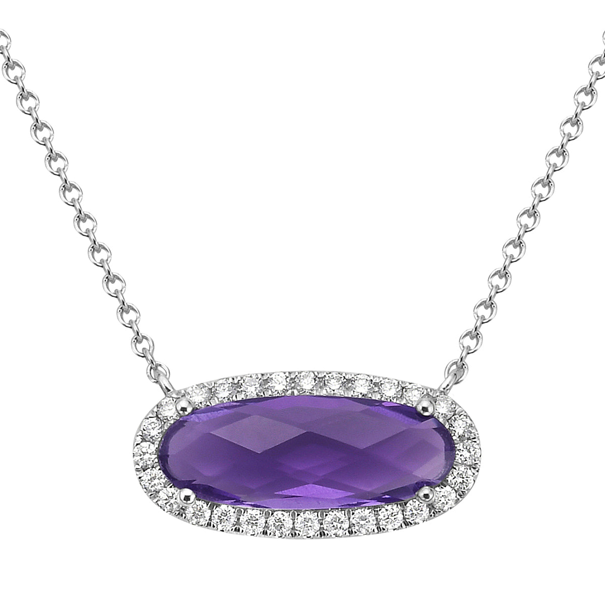 Necklace 14KW/1.0G 1AME-2.47CT 28RD-0.25CT Amethyst