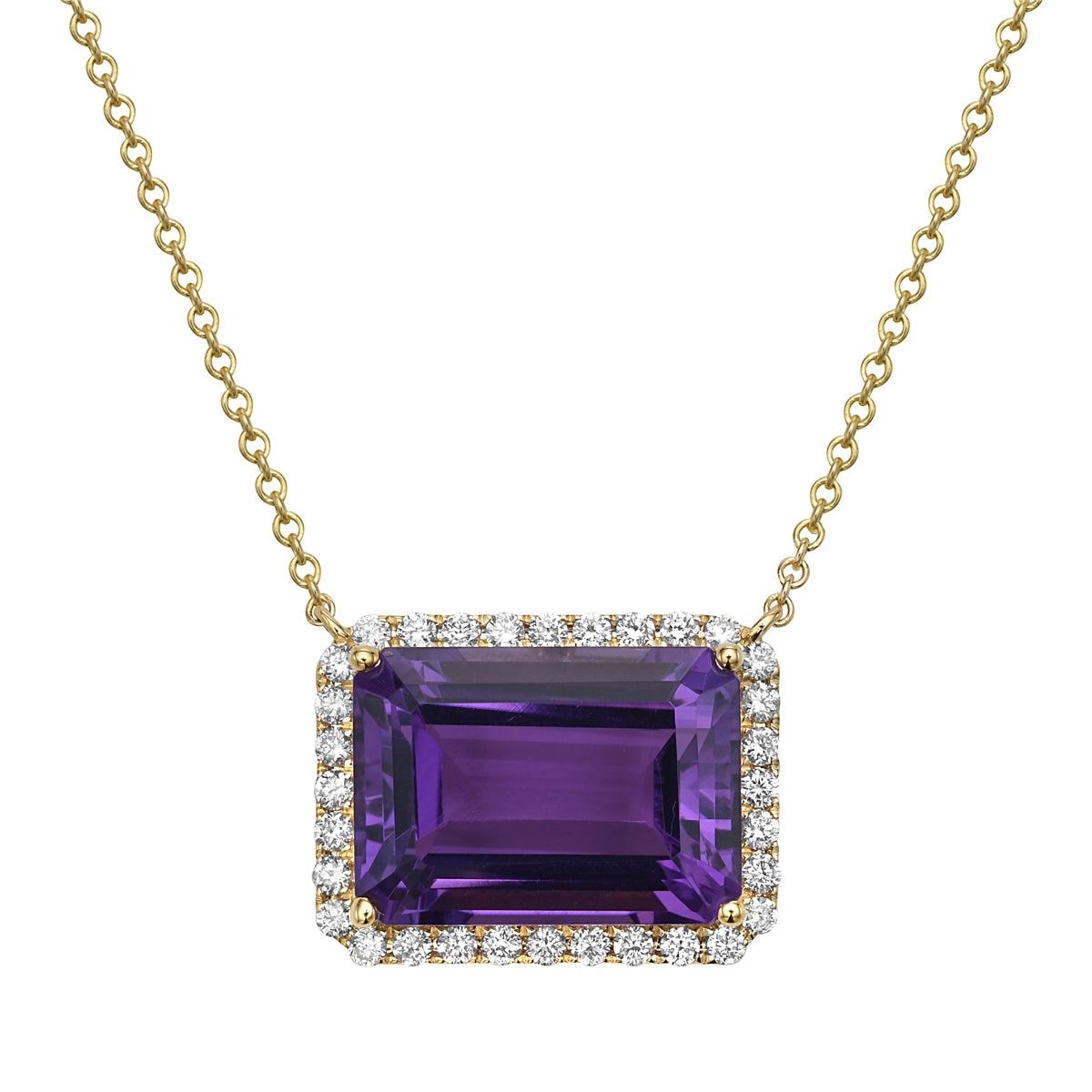 Necklace 14KY/2.0G 1AME-1.29CT 32RD-6.85CT Amethyst