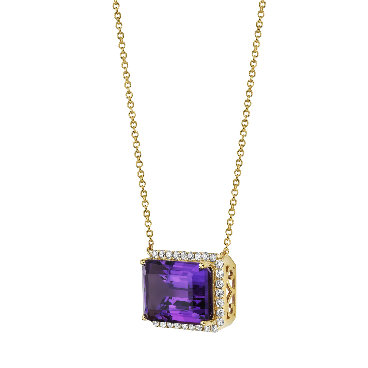 Necklace 14KY/2.0G 1AME-1.29CT 32RD-6.85CT Amethyst