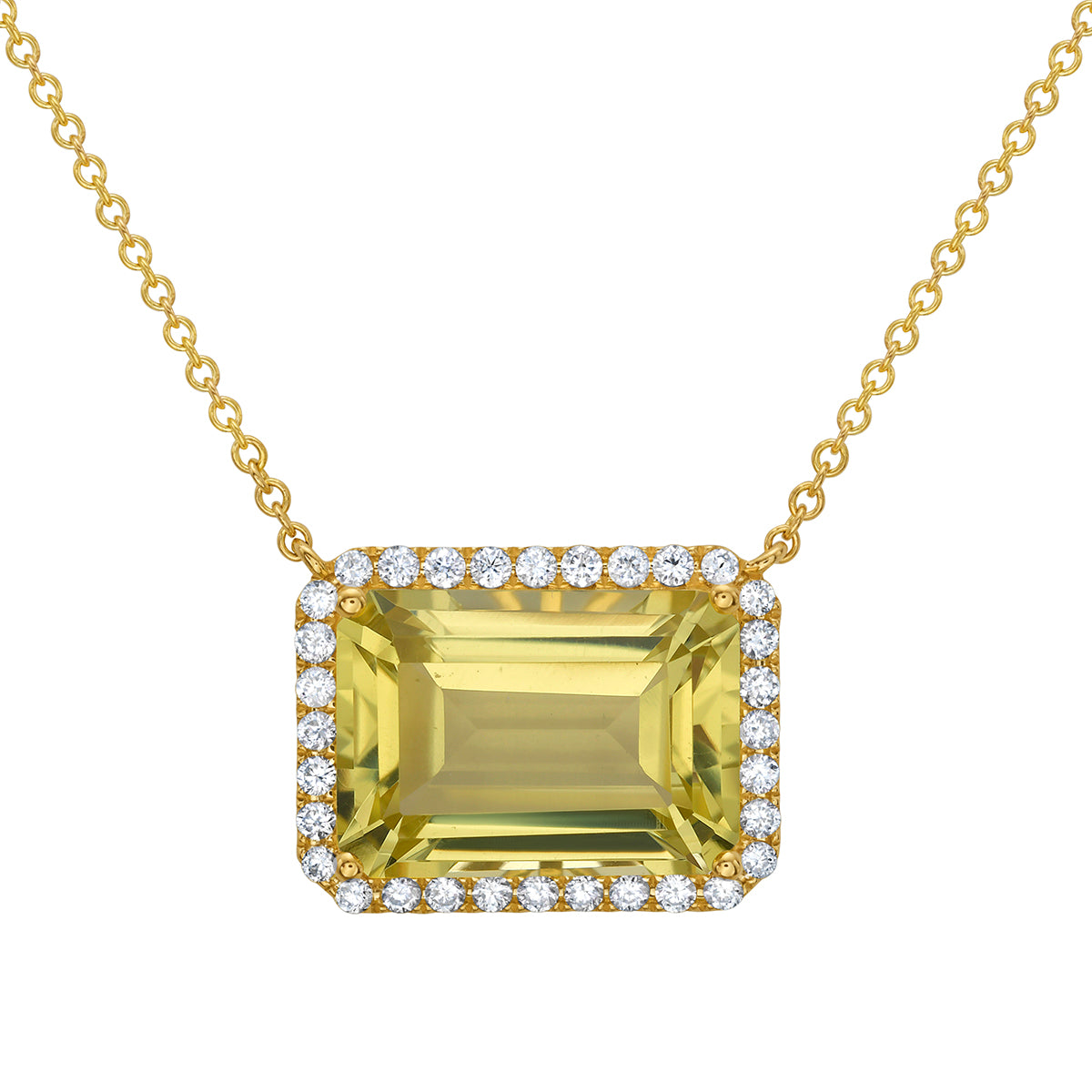 Necklace 14KY/1.9G 1GGQ-6.63CT 32RD-0.38CT Gold Green Quartz