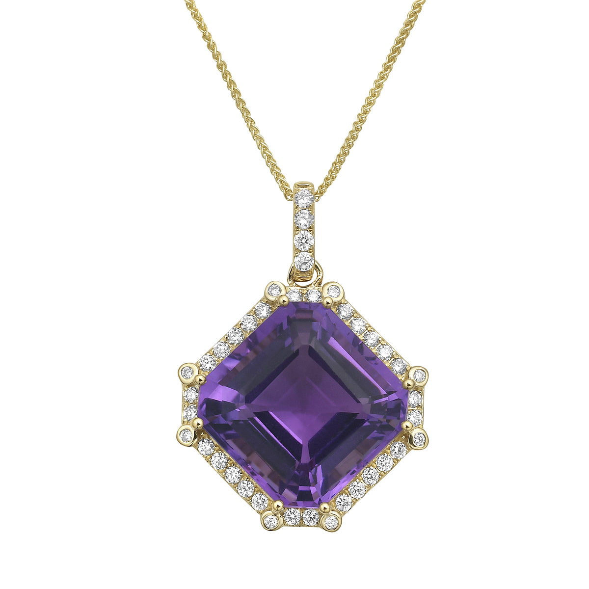 Pendant 14KY/2.6G 1AME-12.86CT 40RD-0.43CT Amethyst