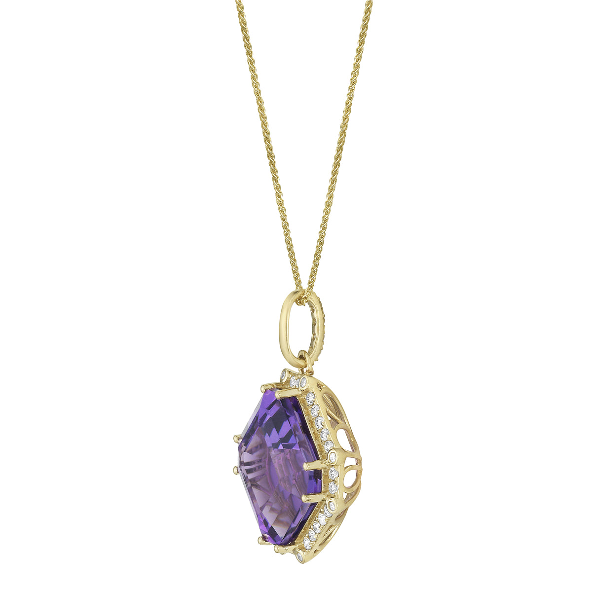 Pendant 14KY/2.6G 1AME-12.86CT 40RD-0.43CT Amethyst