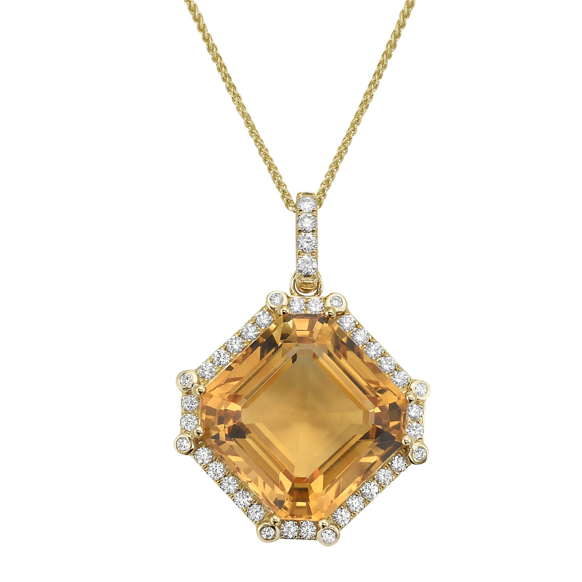 Pendant 14KY/2.7G1CIT-12.77CT 39RD-0.44CT Citrine