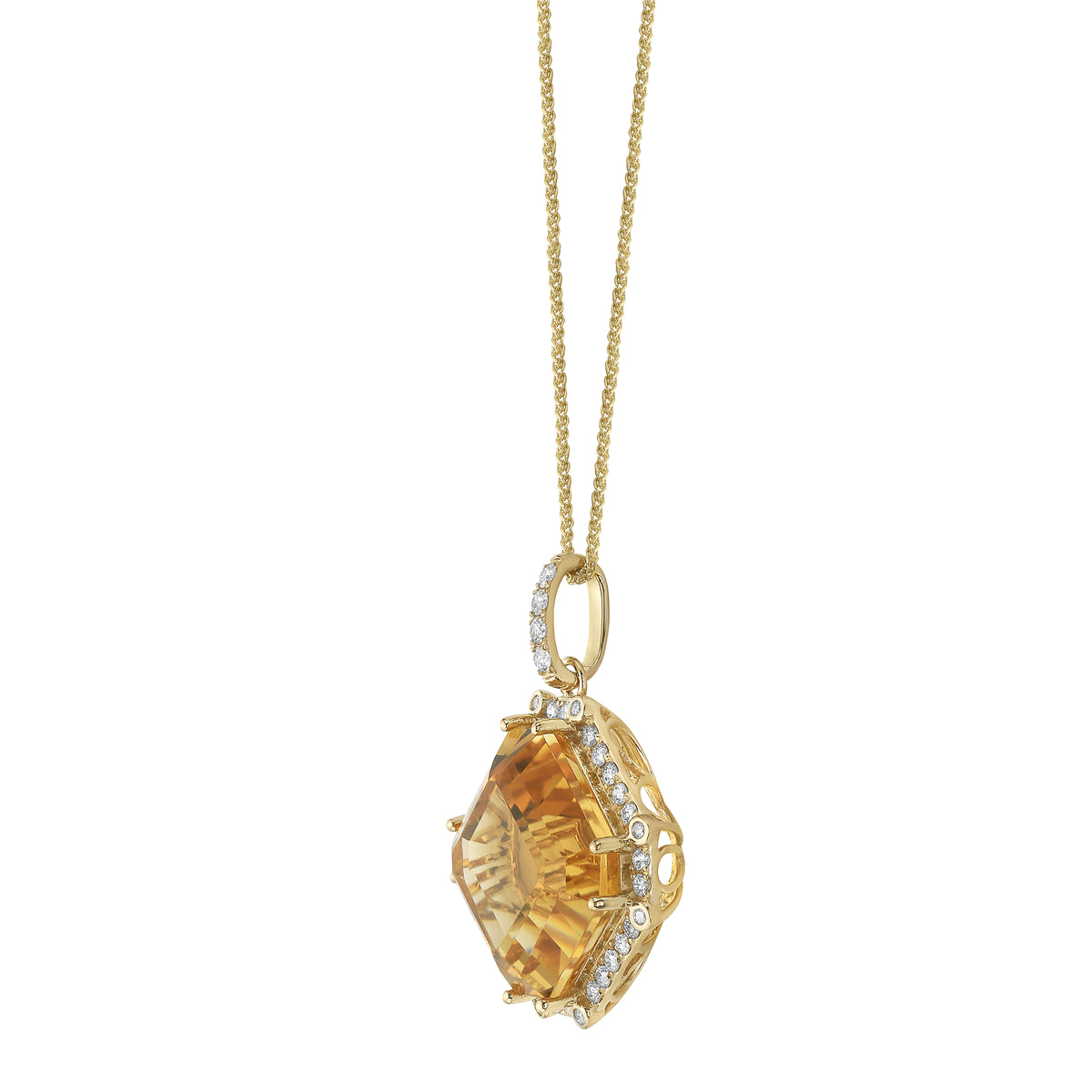 Pendant 14KY/2.7G1CIT-12.77CT 39RD-0.44CT Citrine