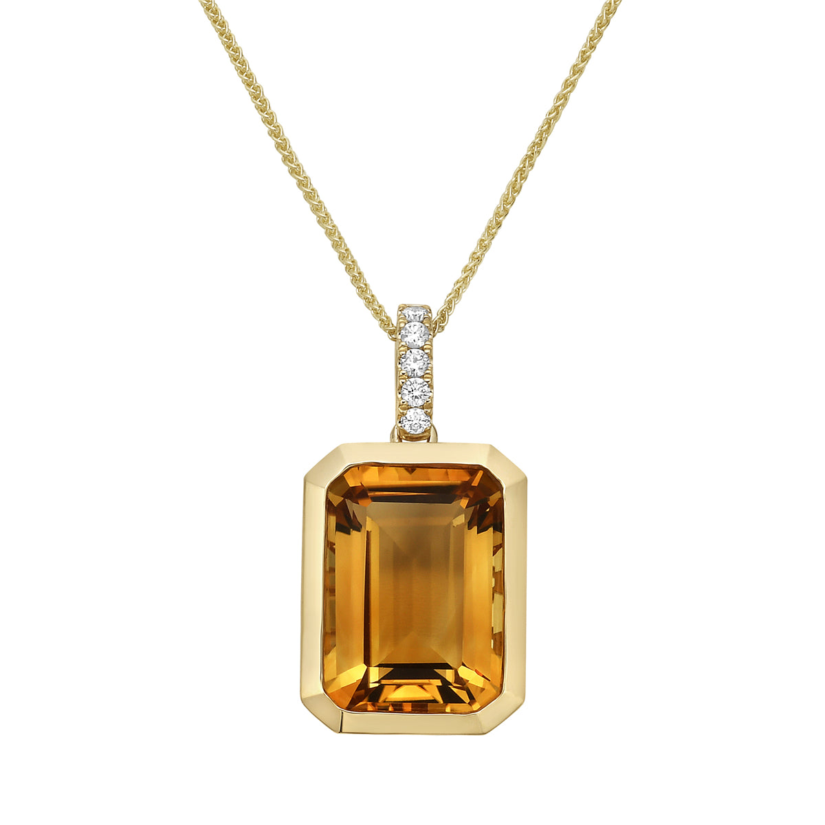 Pendant 14KY/3.1G 1CIT-7.03CT 5RD-0.09CT Citrine