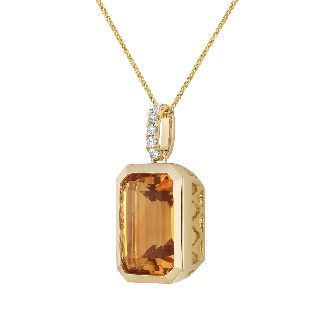 Pendant 14KY/3.1G 1CIT-7.03CT 5RD-0.09CT Citrine