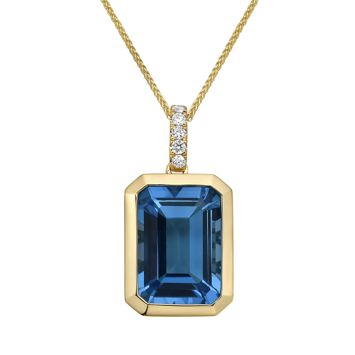 Pendant 14KY/3.1G 1SWBT-9.26CT 5RD-0.09CT Swiss Blue Topaz