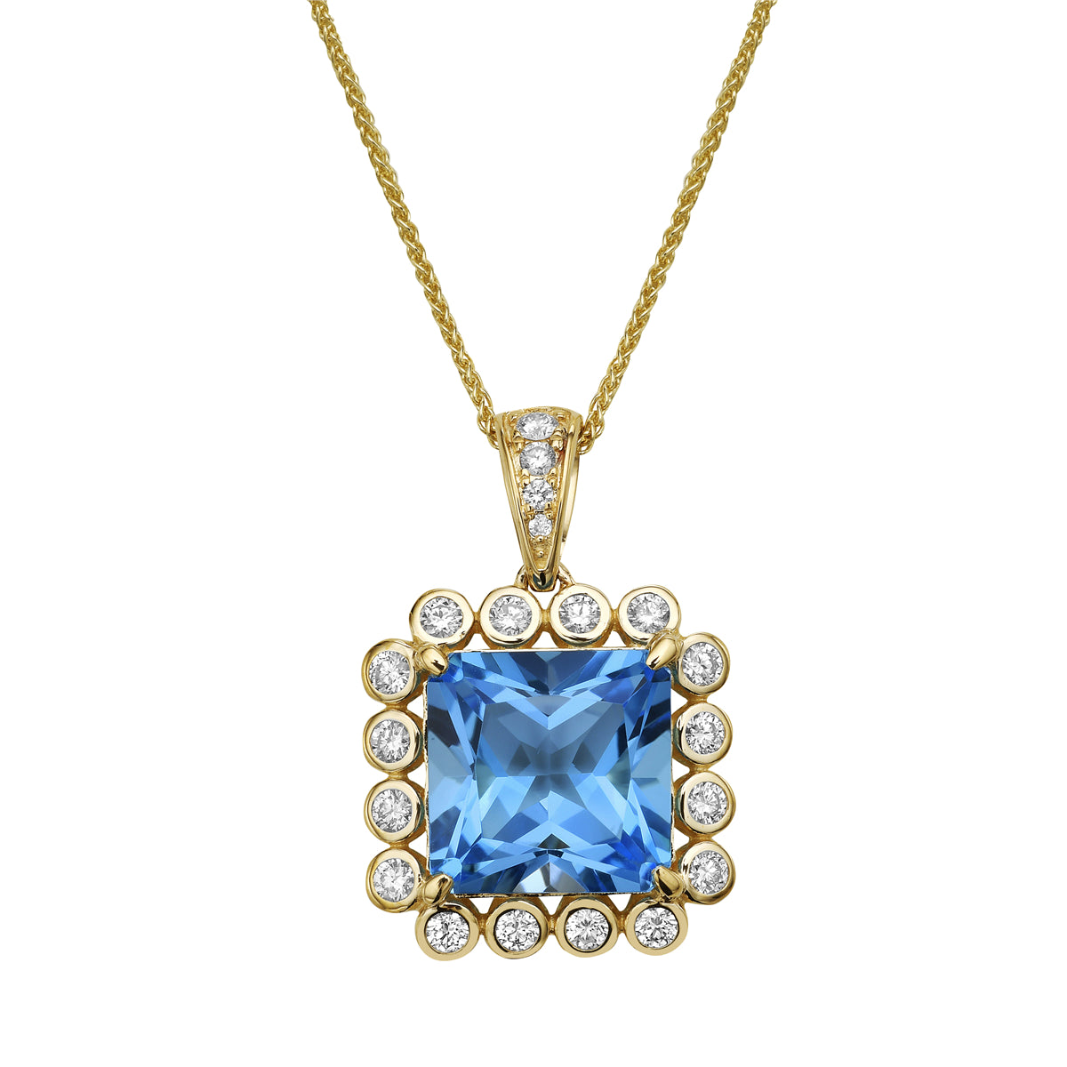 Pendant 14KY/2.6G 1SWBT-5.70CT 20RD-0.40CT Swiss Blue Topaz