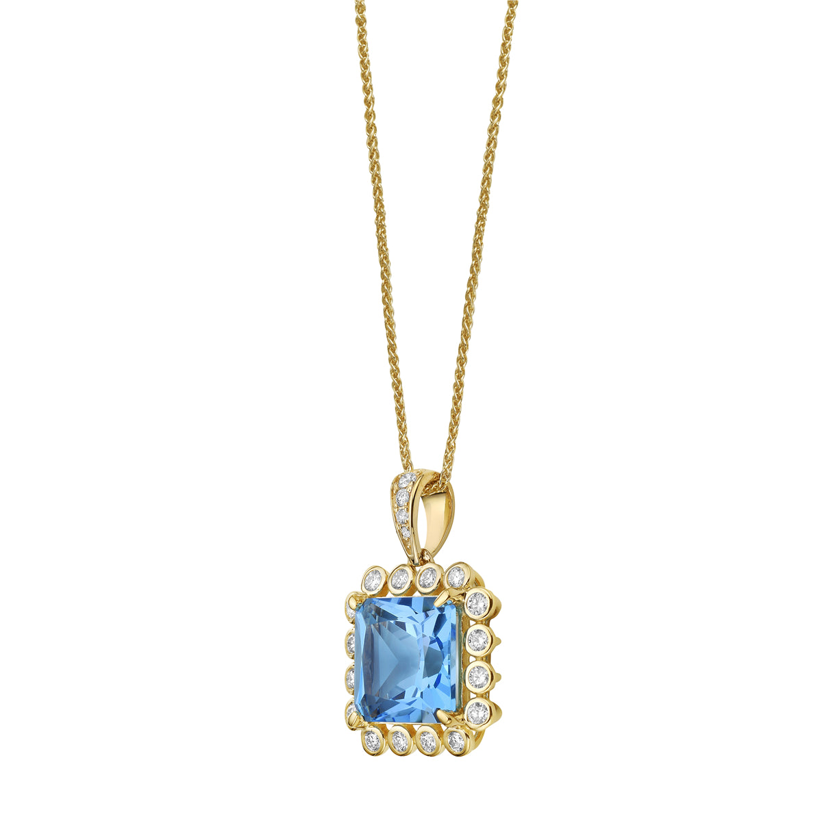 Pendant 14KY/2.6G 1SWBT-5.70CT 20RD-0.40CT Swiss Blue Topaz