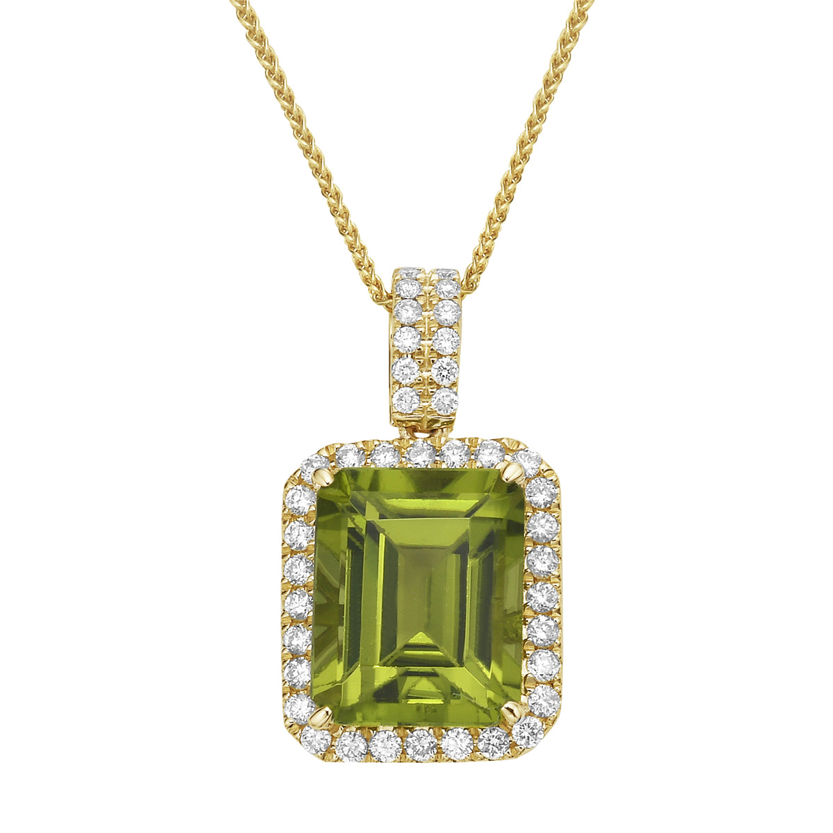 Pendant 14KY/1.5G 1PER-3.68CT 40RD-0.28CT Peridot