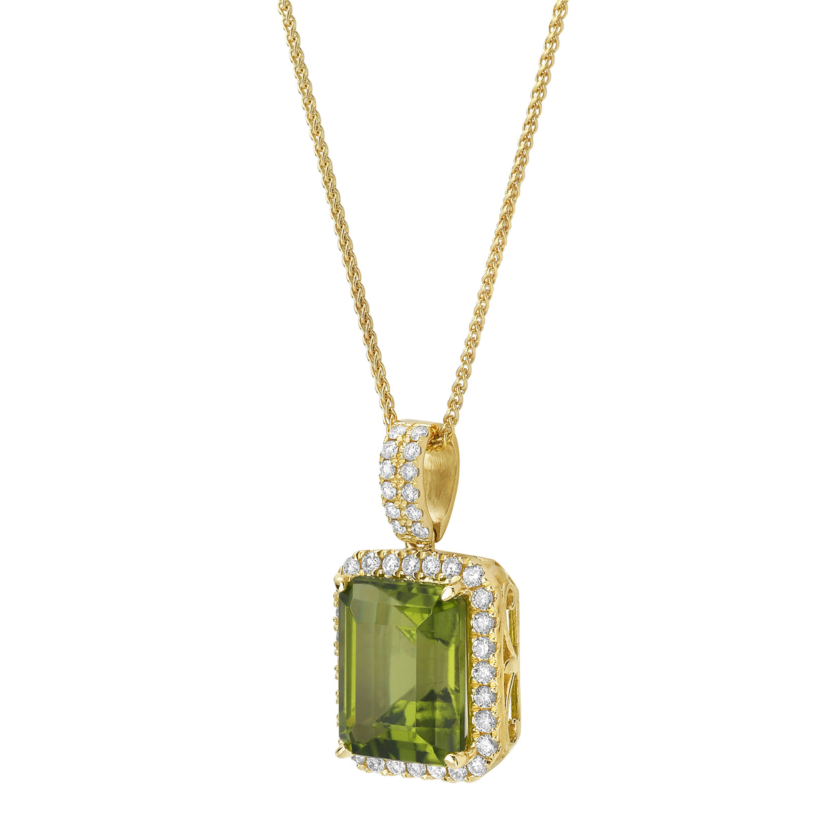 Pendant 14KY/1.5G 1PER-3.68CT 40RD-0.28CT Peridot