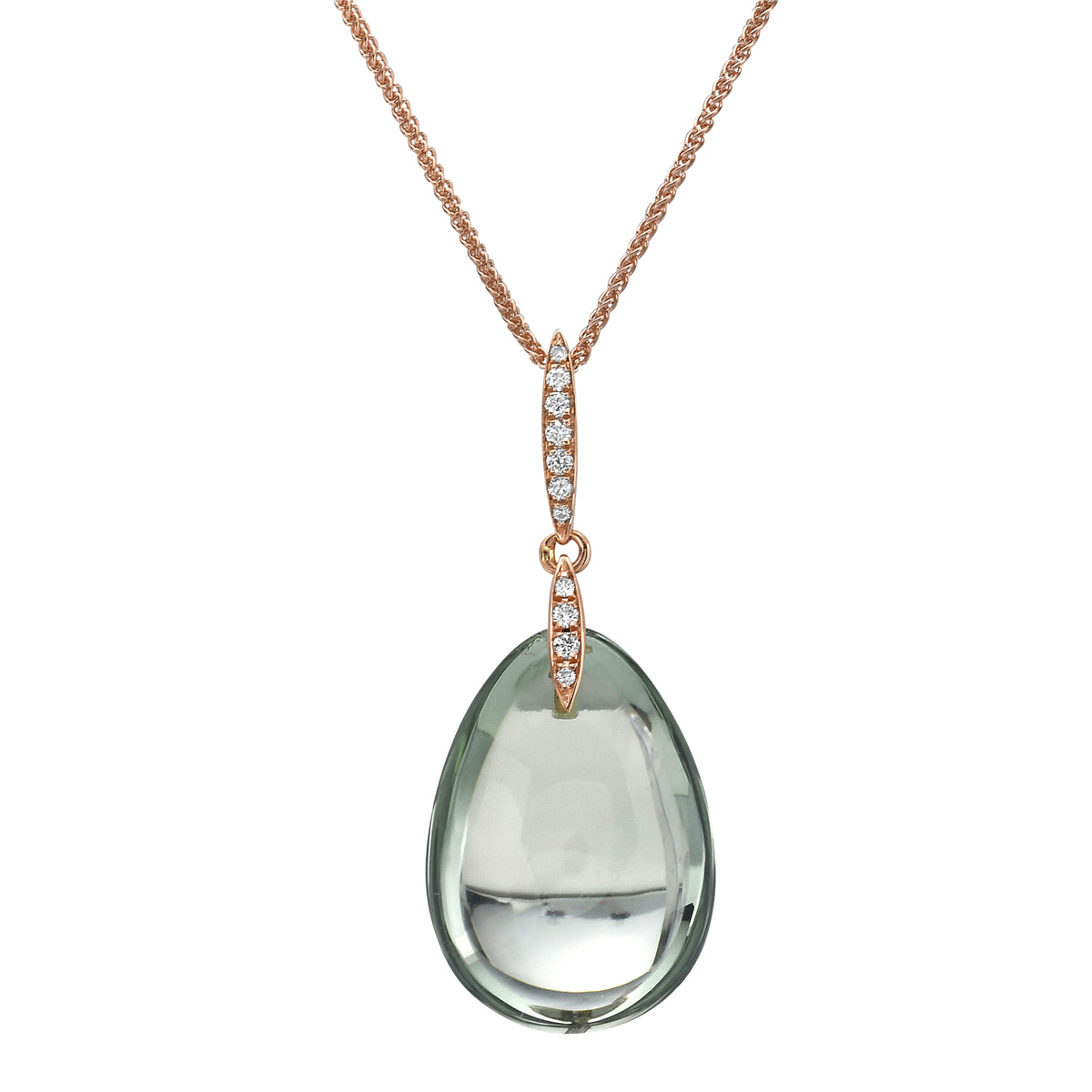 Pendant 18KR-0.43  11D-0.06C 1G.AME-12.94CT GREEN AMETHYST