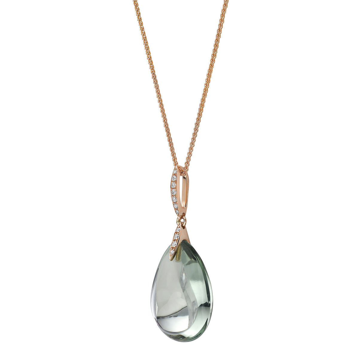 Pendant 18KR-0.43  11D-0.06C 1G.AME-12.94CT GREEN AMETHYST