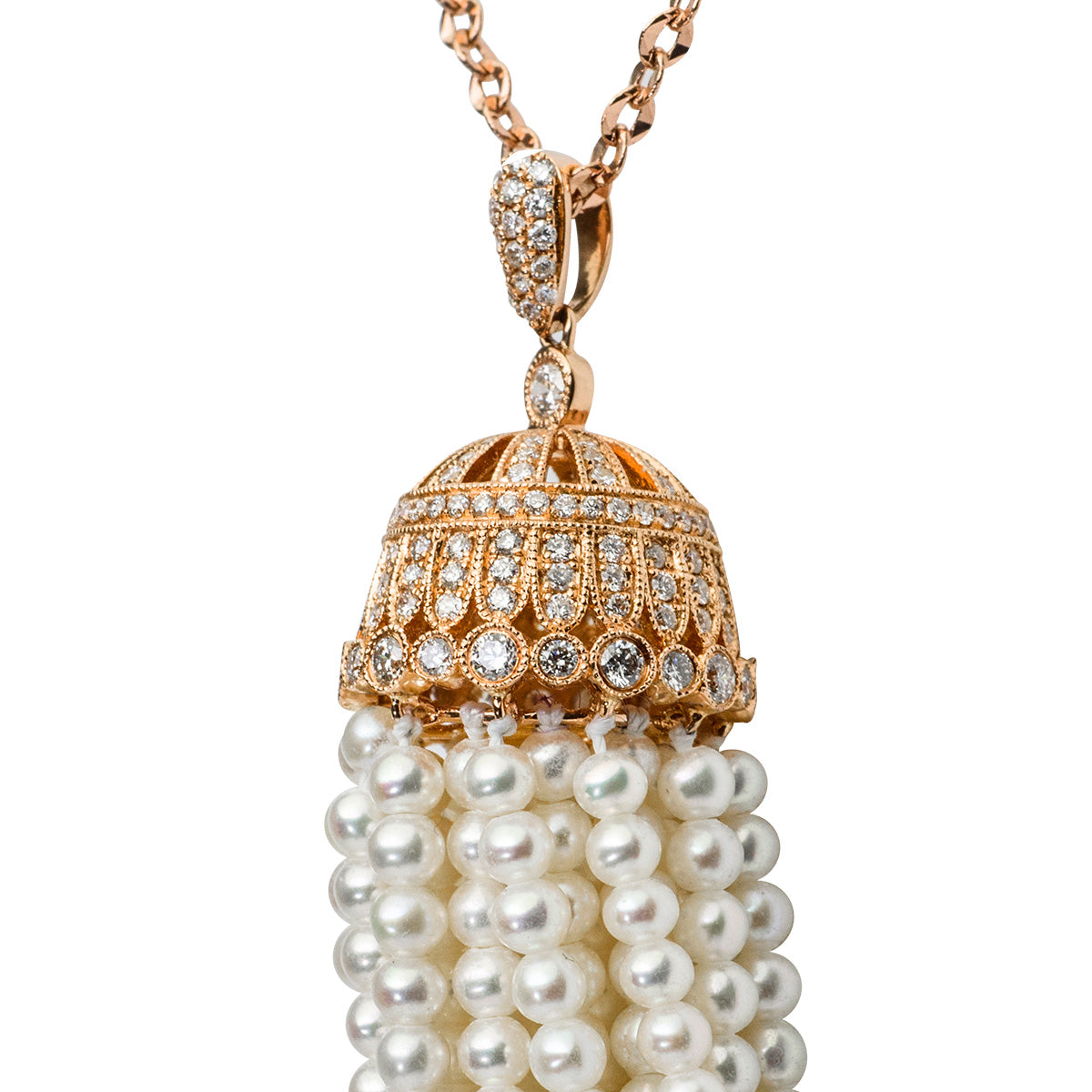 18KR Freshwater Pearl Tassel Pendant, 