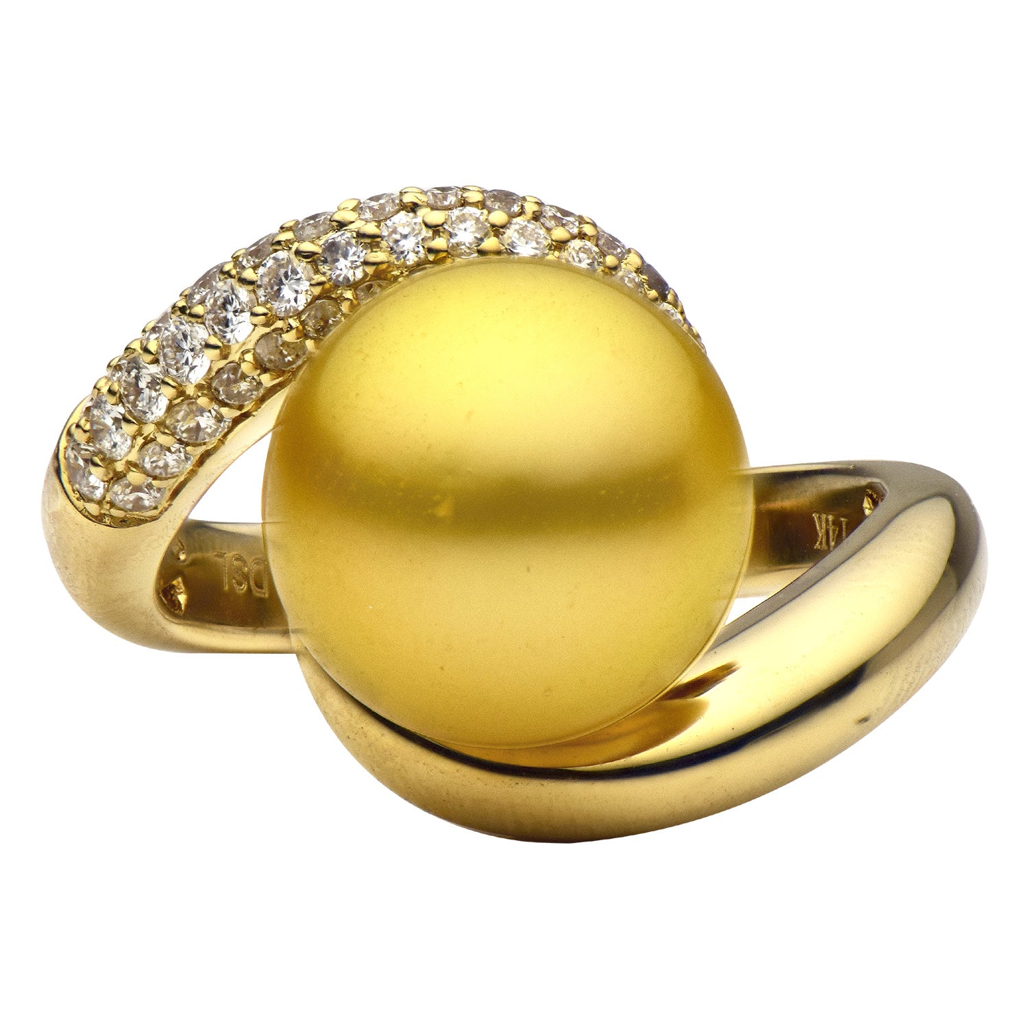 14KY Golden South Sea Pearl Ring, 11-12mm