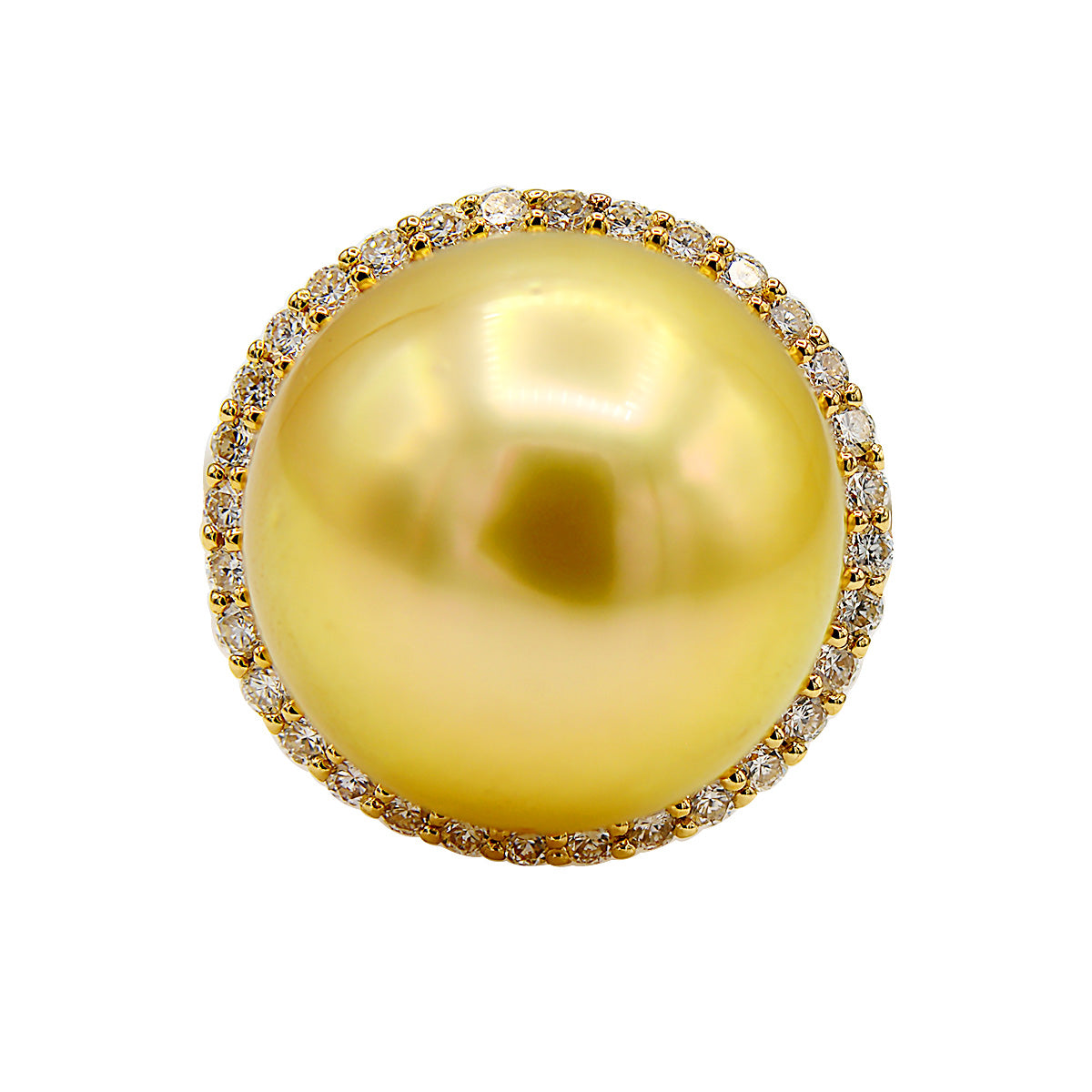 18KY Golden South Sea Pearl Ring, 15-16mm