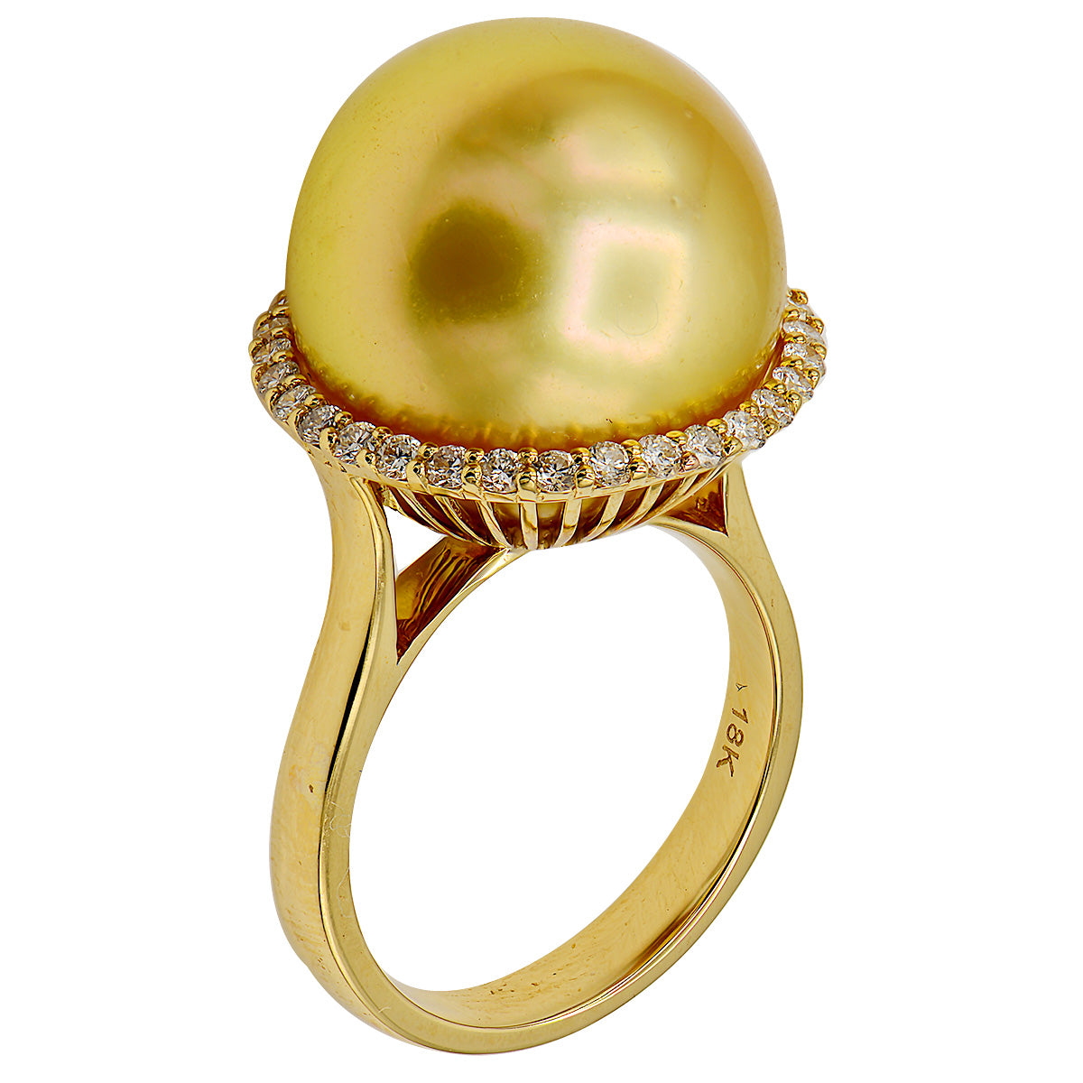 18KY Golden South Sea Pearl Ring, 15-16mm