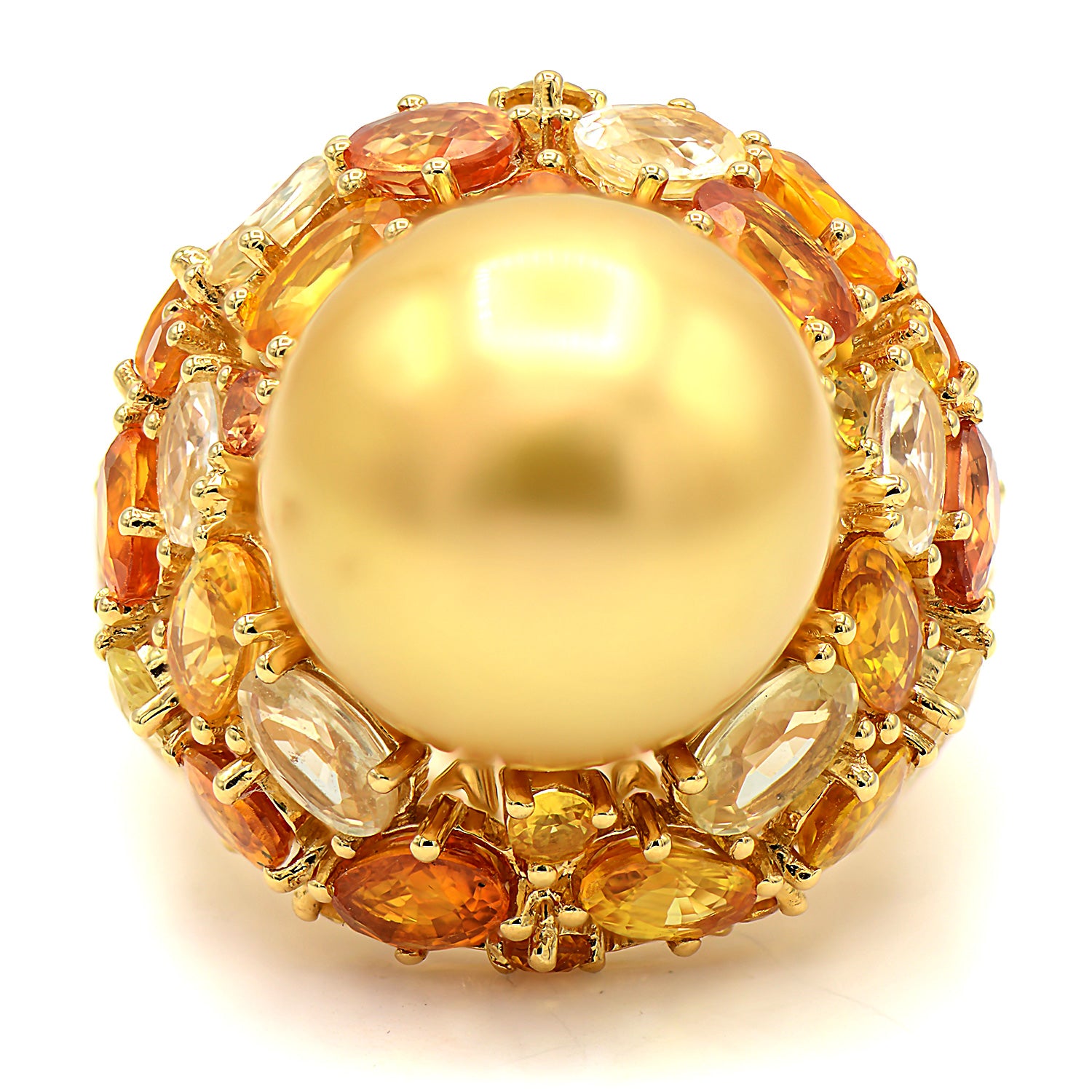 18KY Golden South Sea Pearl Ring, 15-16mm