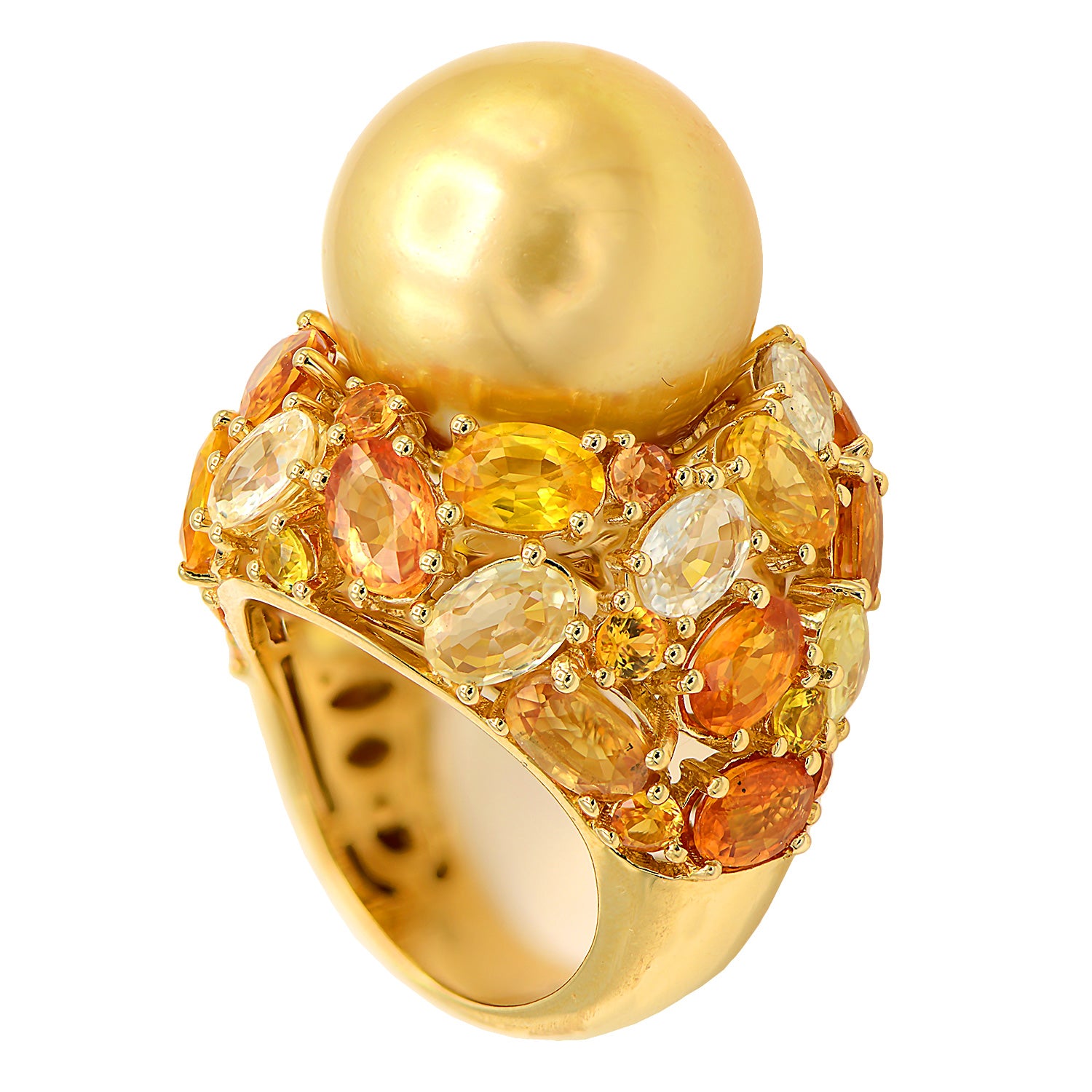 18KY Golden South Sea Pearl Ring, 15-16mm