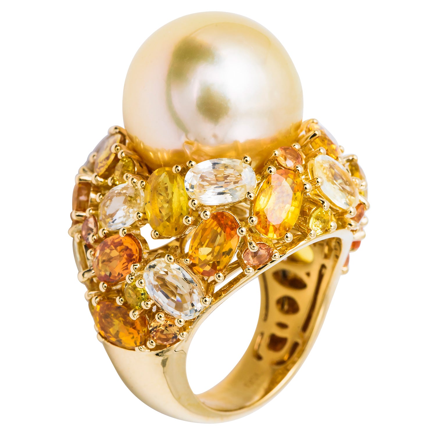 18KY Golden South Sea Pearl Ring, 15-16mm