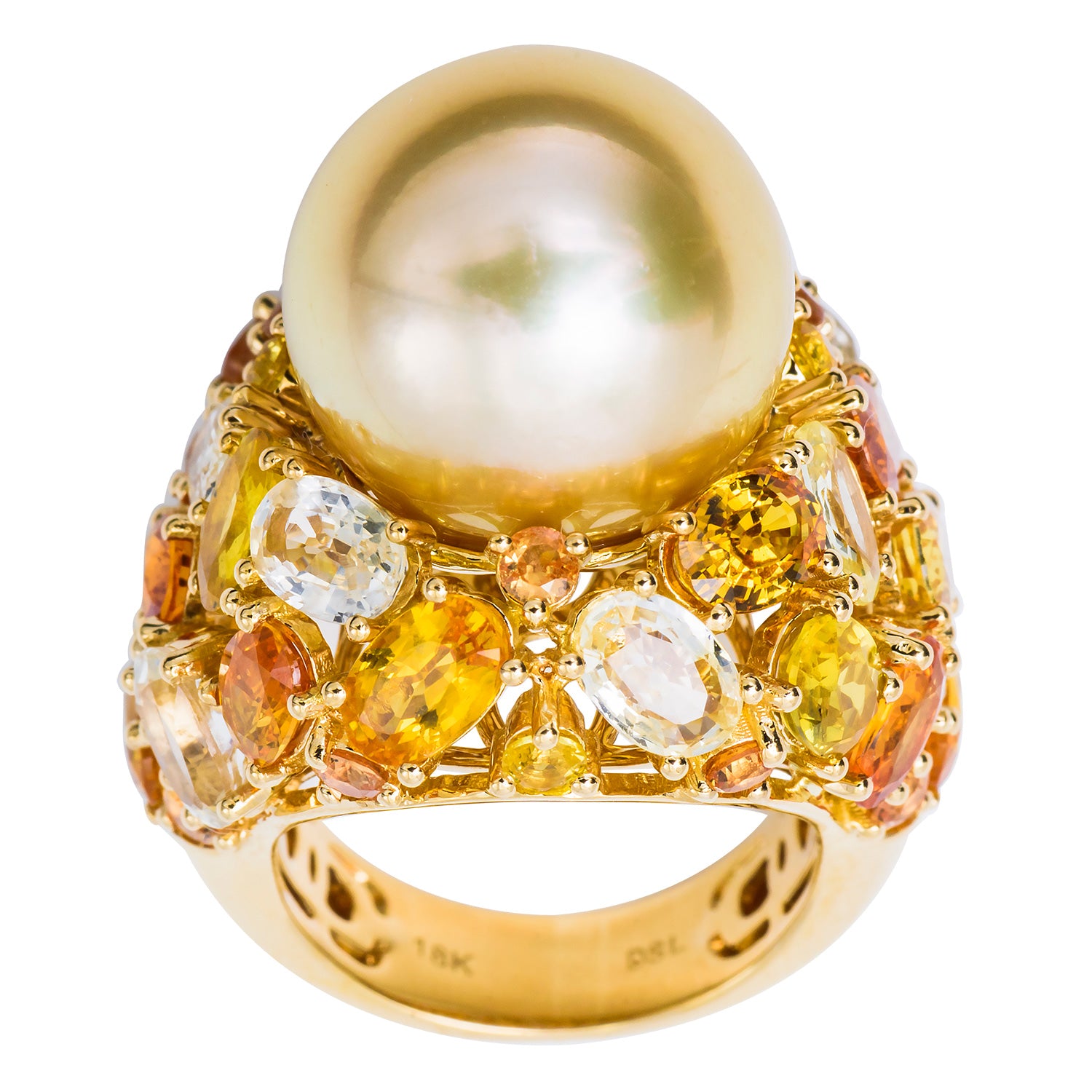 18KY Golden South Sea Pearl Ring, 15-16mm