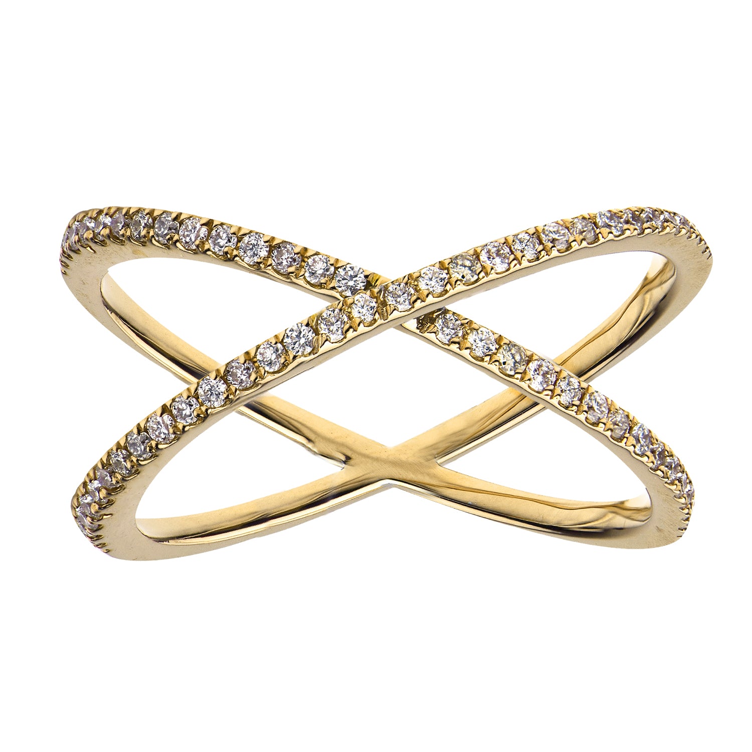 14K Yellow Gold X Ring