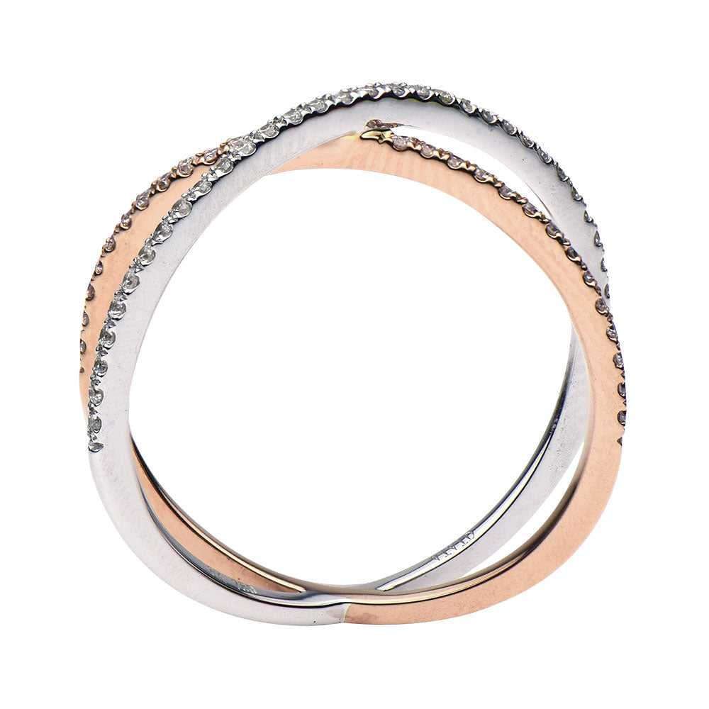 14K White and Rose Gold X Ring