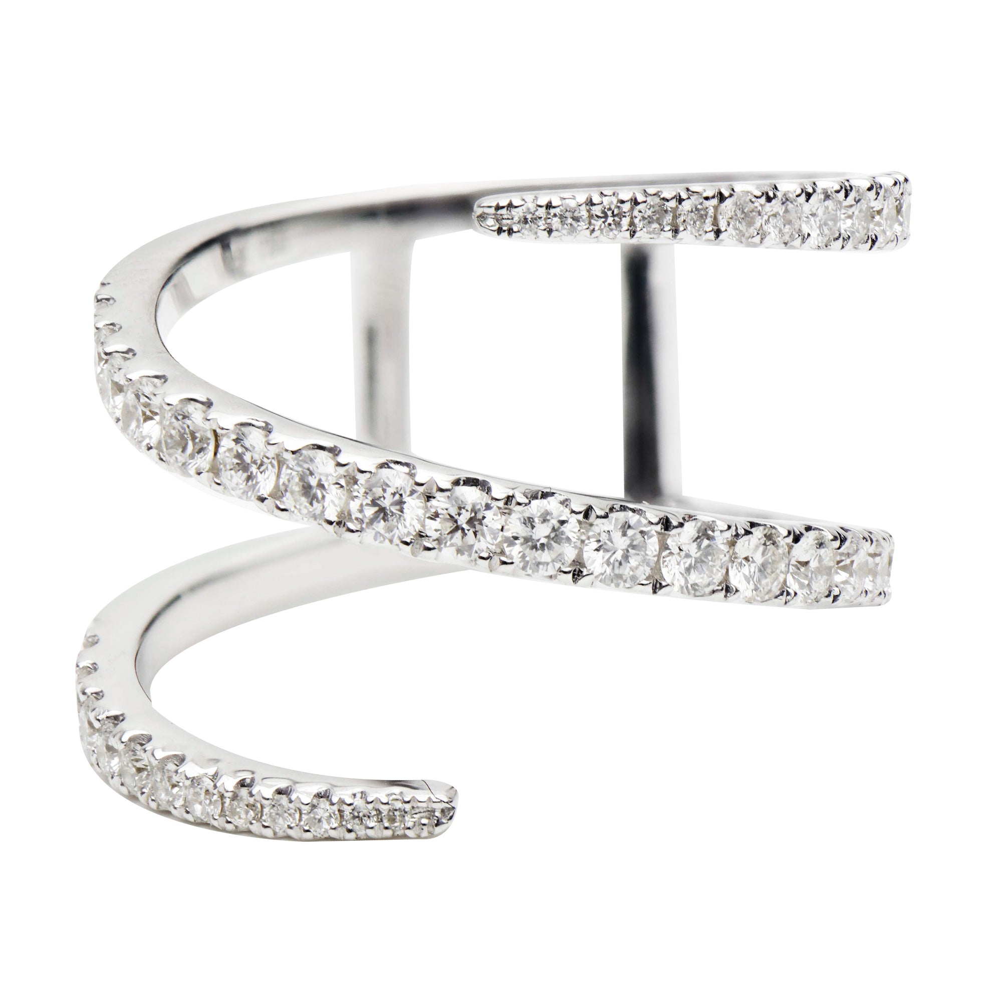 14K White Gold Swizzle Ring