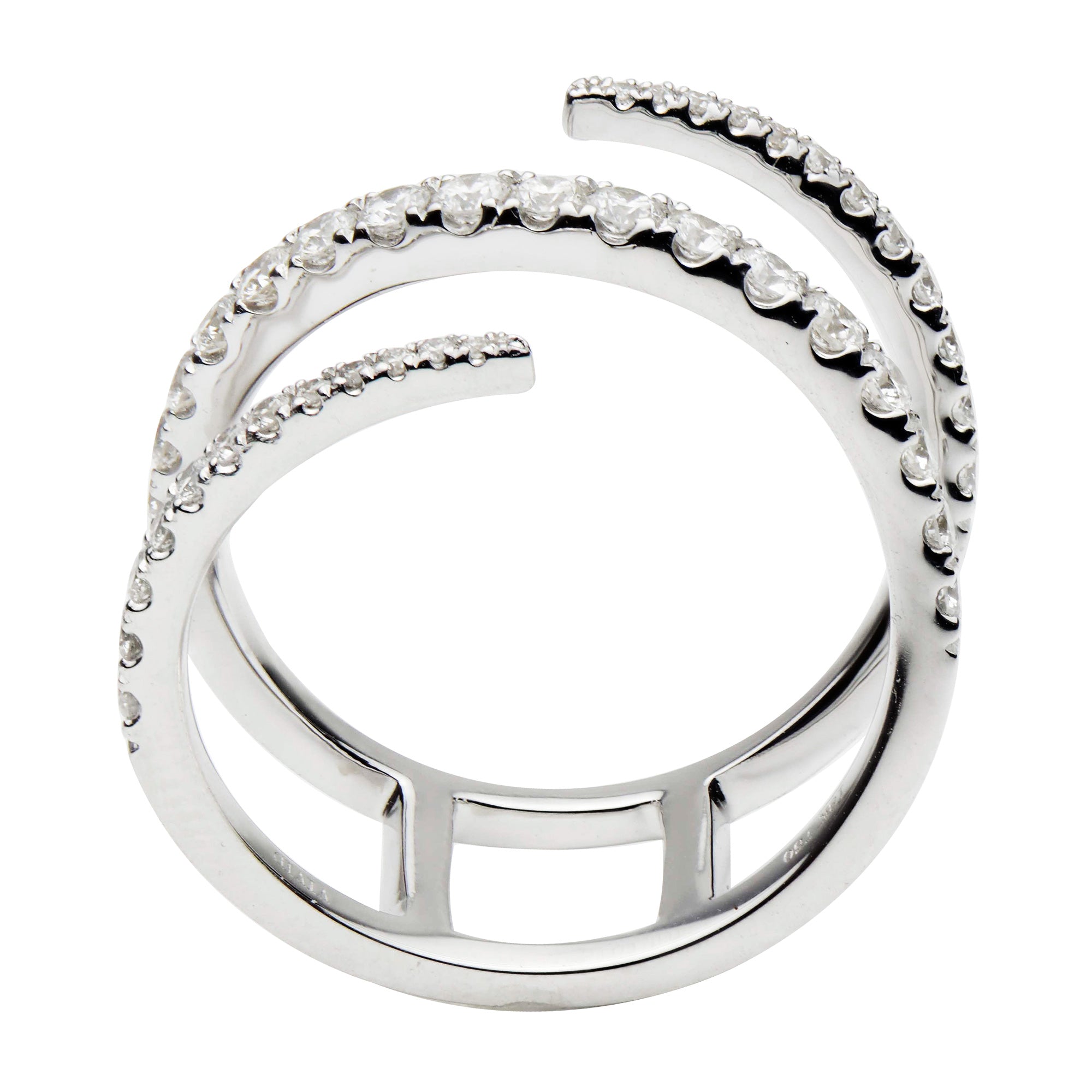 14K White Gold Swizzle Ring