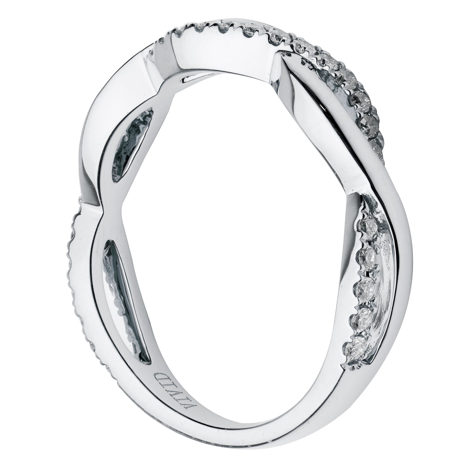 14K White Gold Diamond Wave Ring