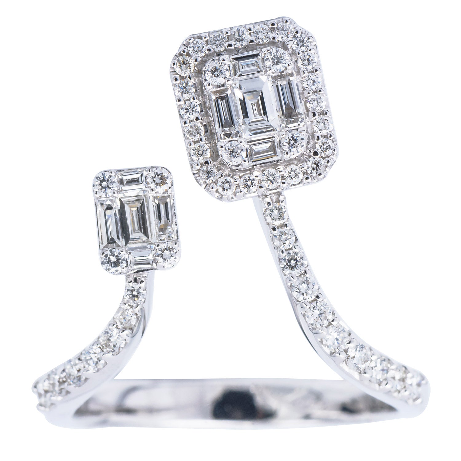 18KW Diamond Baguette Illusion Fashion Ring