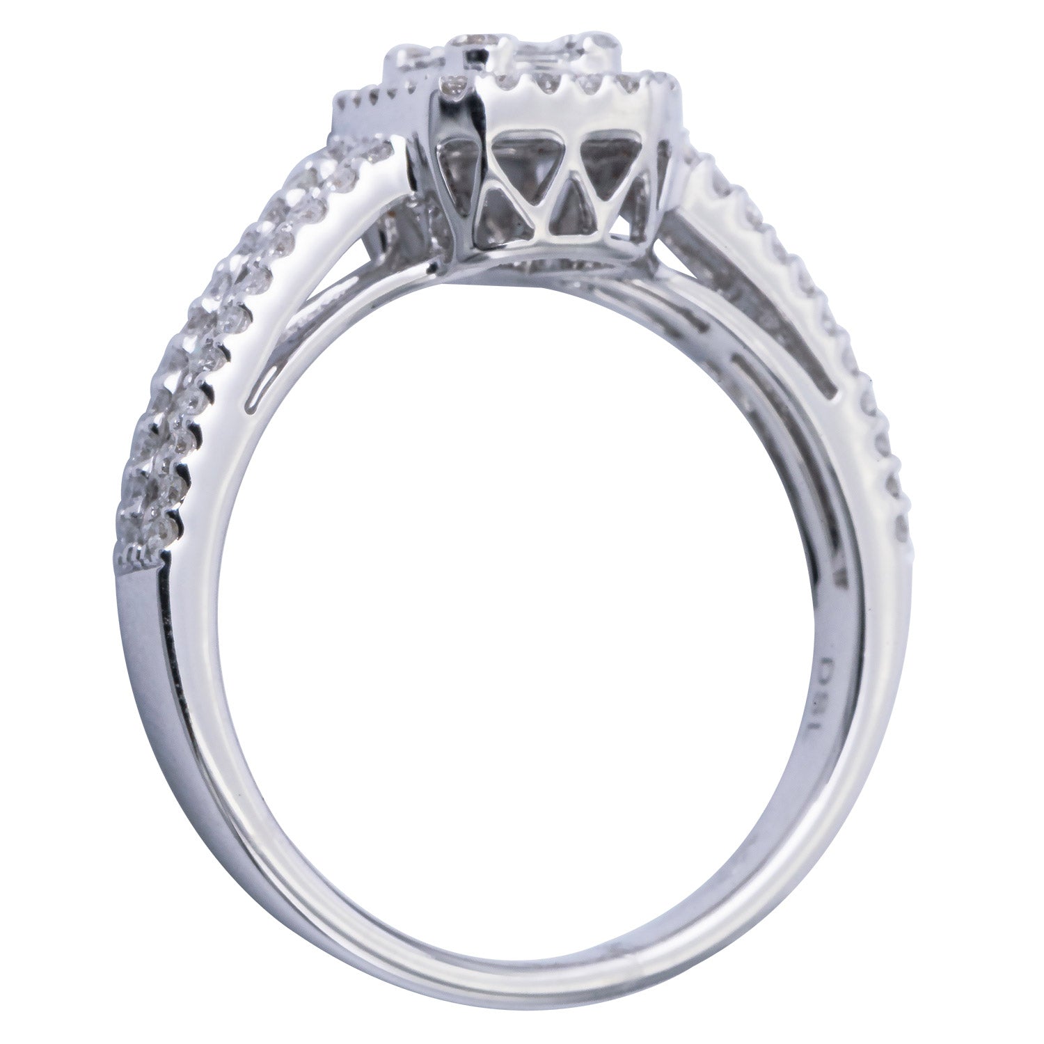 18KW Diamond Baguette Illusion Fashion Ring