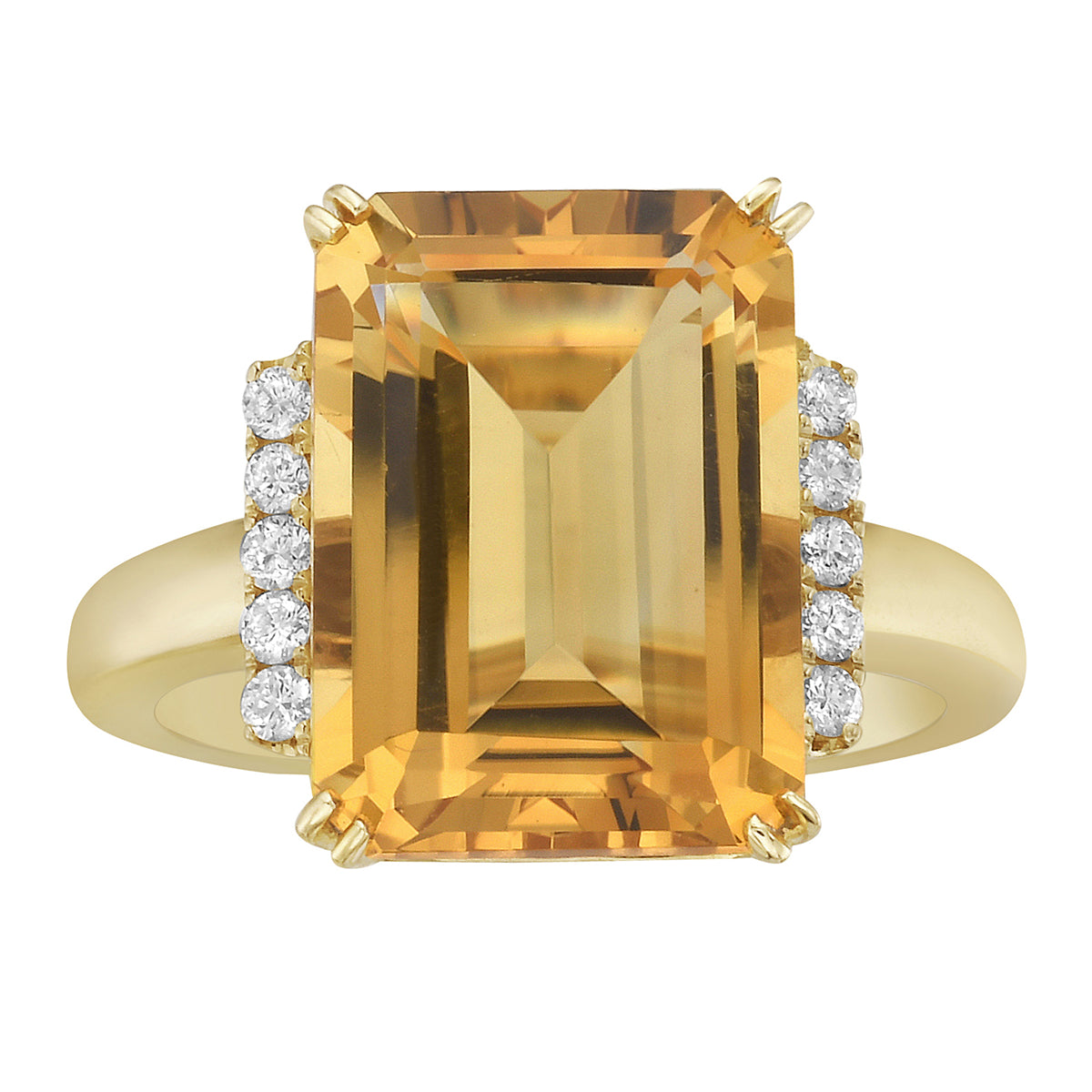 Ring 14KY/3.9G 1CIT-7.16CT 10RD-0.14CT Citrine